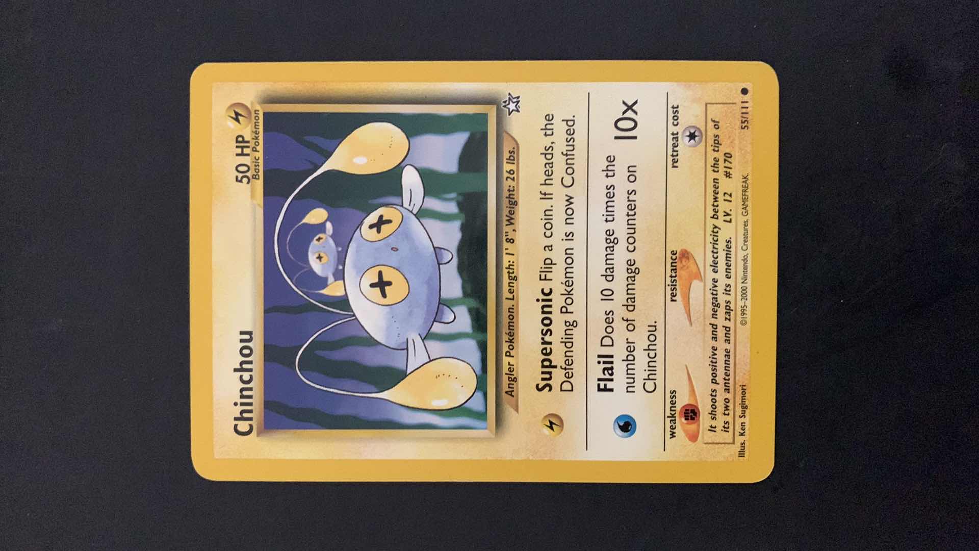 Photo 1 of 1995 CHINCHOU POKEMON CARD