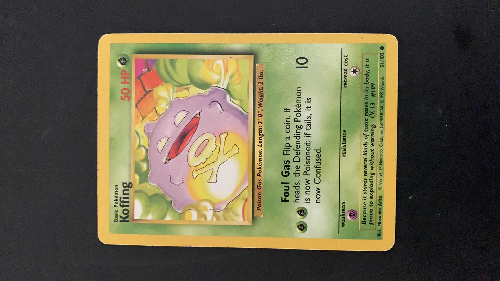 Photo 1 of 1995 KOFFING POKEMON CARD