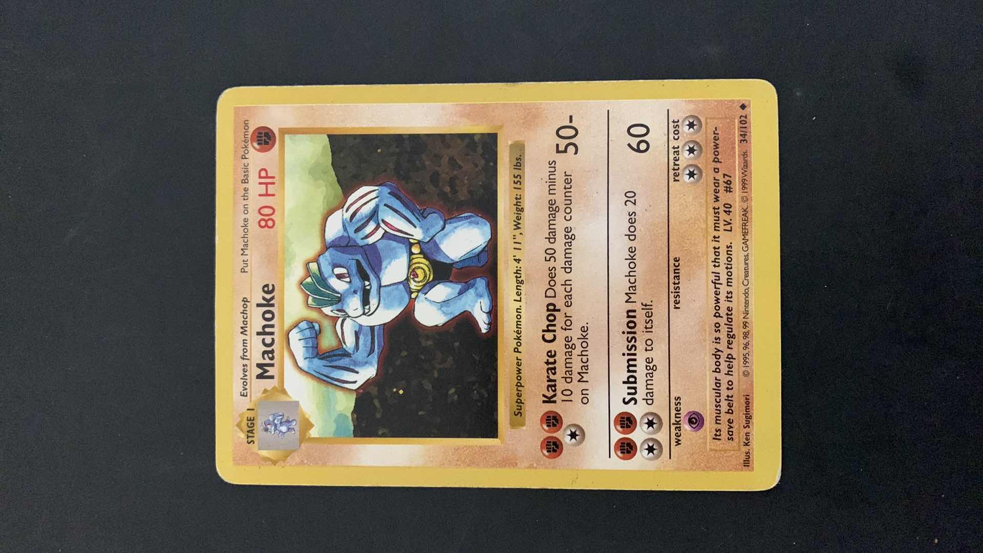 Photo 1 of 1995 MACHOKE POKEMON CARD