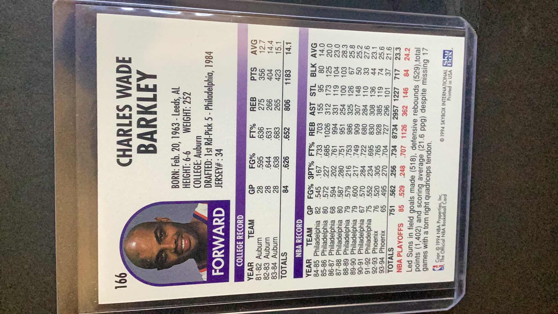 Photo 2 of 1994 CHARLES BARKLEY SKYBOX #166