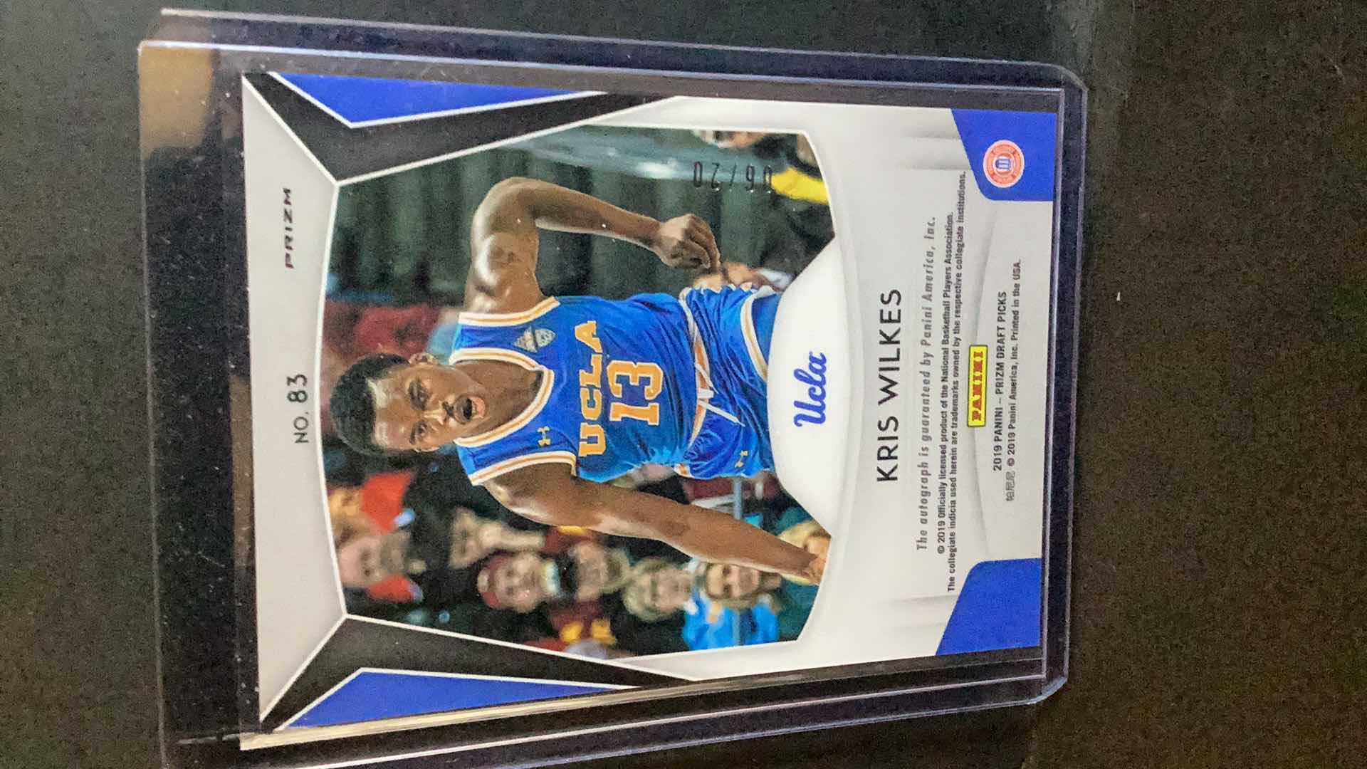 Photo 2 of 2019 PRIZM DRAFT CHRIS WILKES ROOKIE /20 AUTOGRAPH ON CARD #83