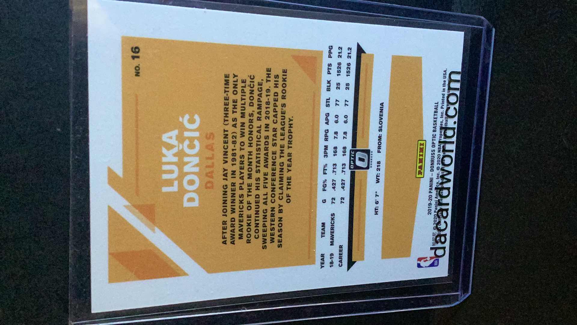 Photo 2 of 2020 LUKA DONCIC DONRUSS OPTIC CARD 16