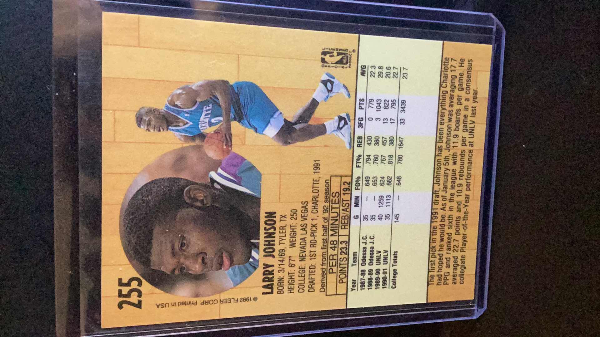 Photo 2 of 1991 LARRY JOHNSON ROOKIE FLEER #255