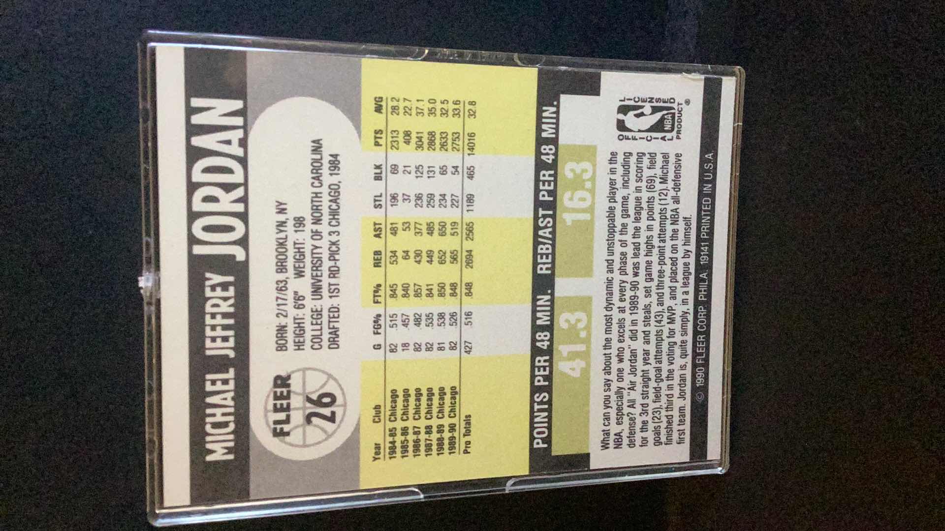 Photo 2 of 1990 MICHAEL JORDAN FLEER #26