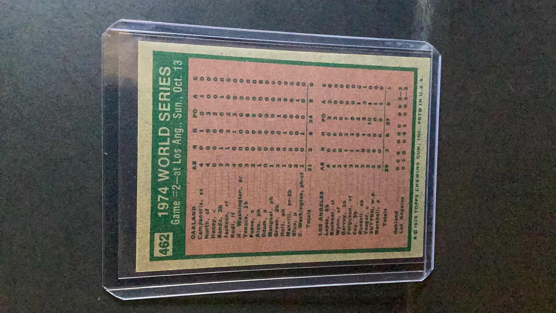 Photo 2 of 1975 WORLD SERIES 1974 CARD #462