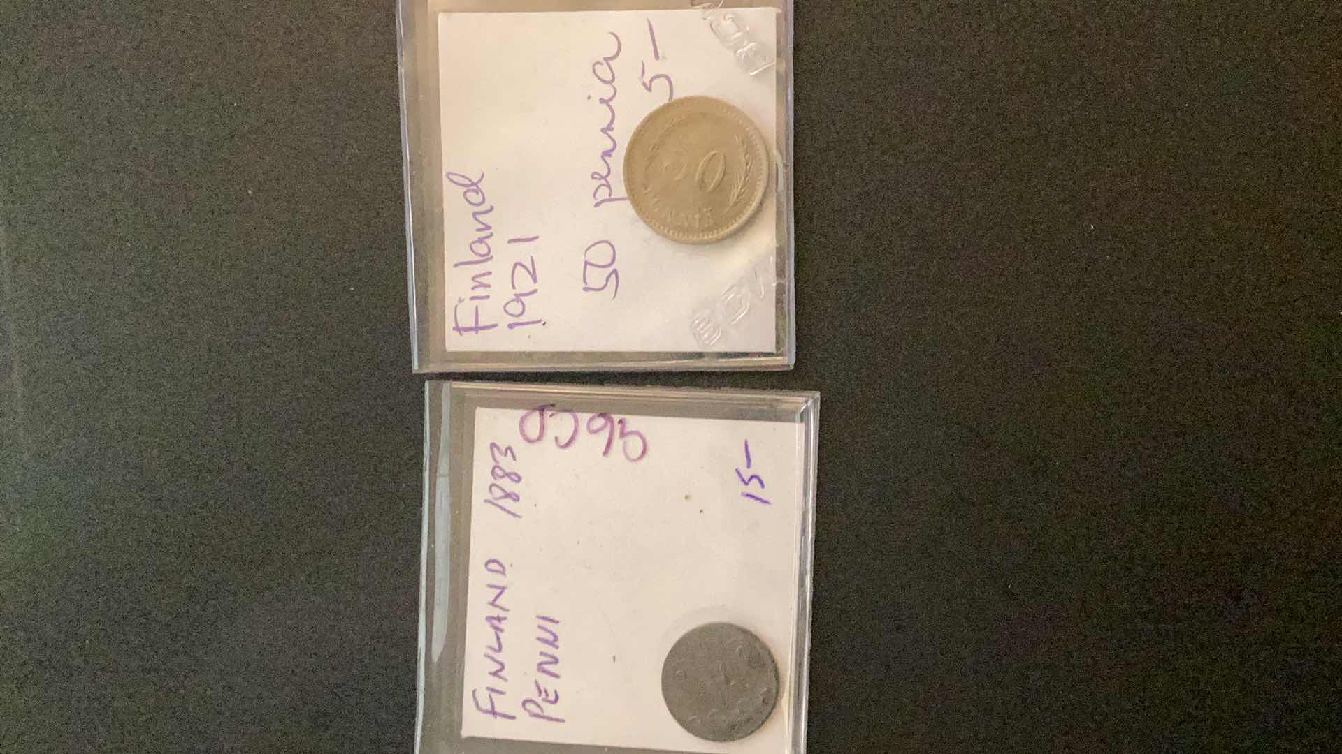 Photo 1 of 1883 AND 1921 FINLAND PENNI COINS