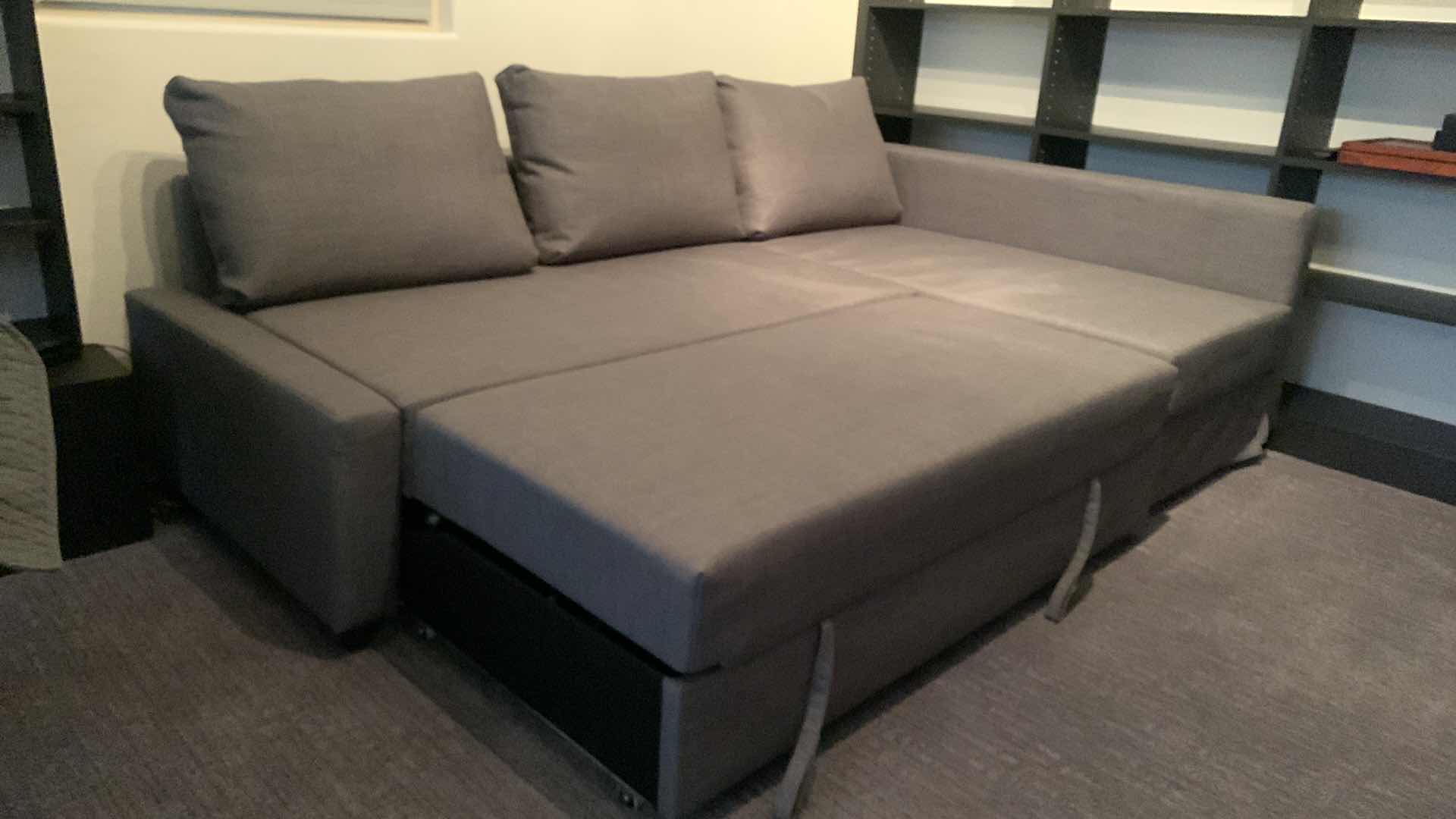 Photo 2 of MODULE GREY LINEN SECTIONAL SOFA / FUTON / BED 92” x 60”