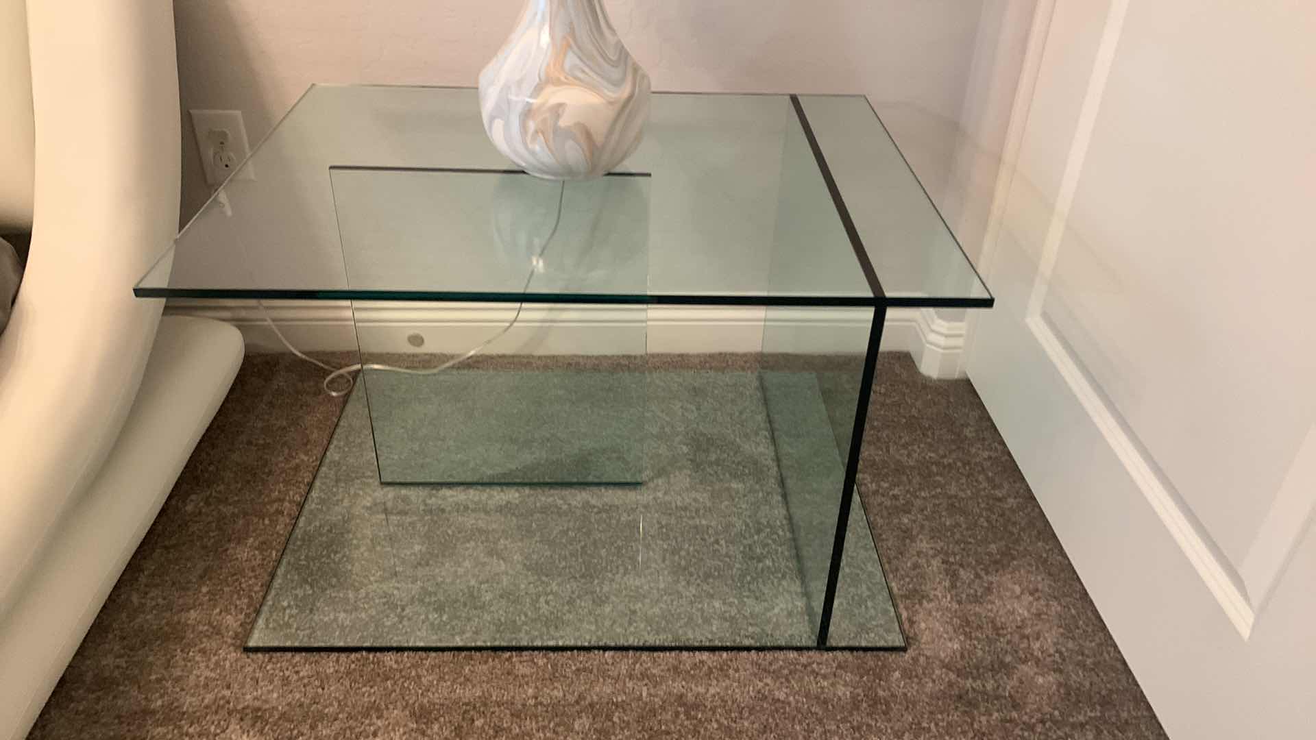 Photo 4 of HIGH-END DESIGNER TEMPERED GLASS ACCENT TABLE (LAMP SOLD SEPARATELY) 31.5” x 24” H20”