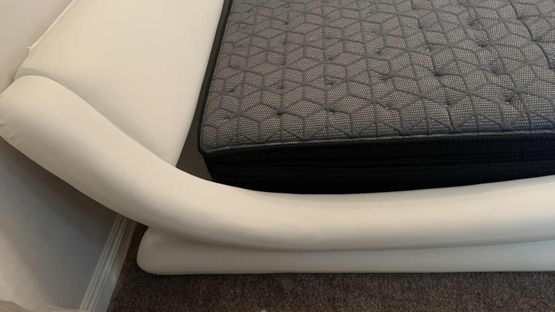 Photo 6 of ZURI CONTEMPORARY WHITE MARLO LEATHER PLATFORM BED 90 x 103” x H30.5” (FITS CAL KING MATTRESS) MATTRESS SOLD SEPARATELY