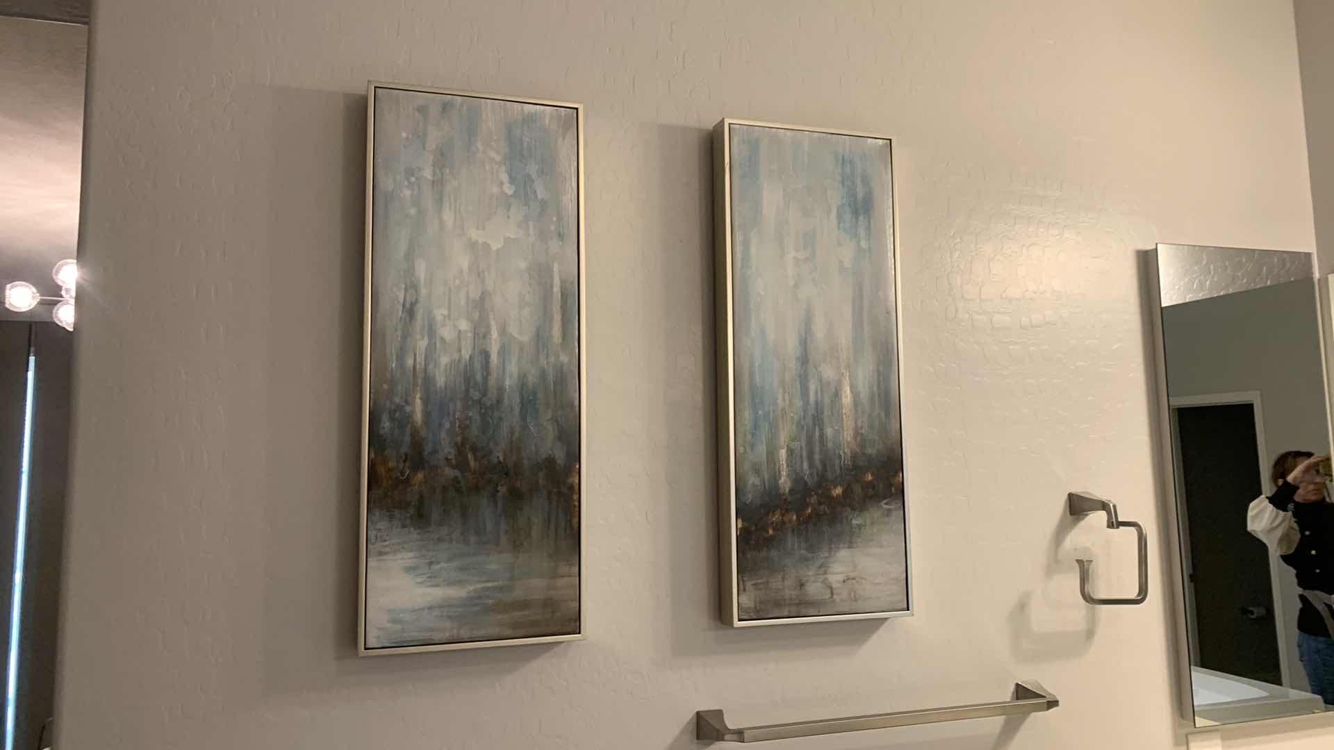 Photo 2 of 2- SILVER FRAMED "ABSTRACT" ARTWORKS 13” x 33”