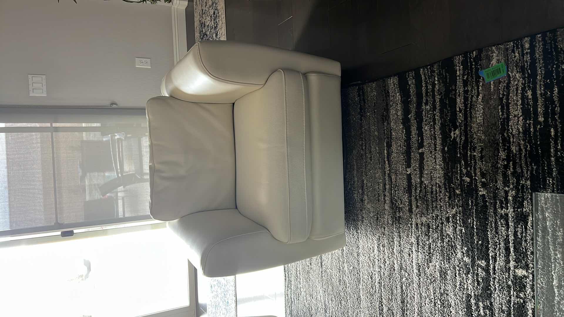 Photo 5 of ROCHE BOBOIS CREAM LEATHER SWIVEL ARM CHAIR