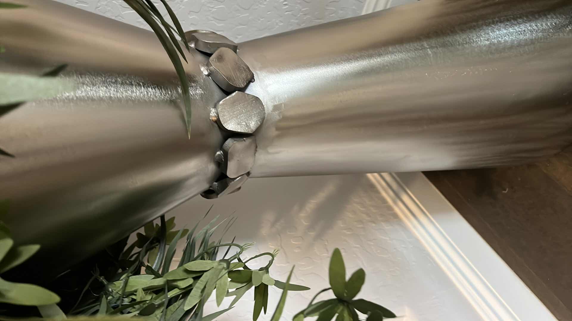 Photo 2 of FAUX PLANT IN CHROME VASE H4’