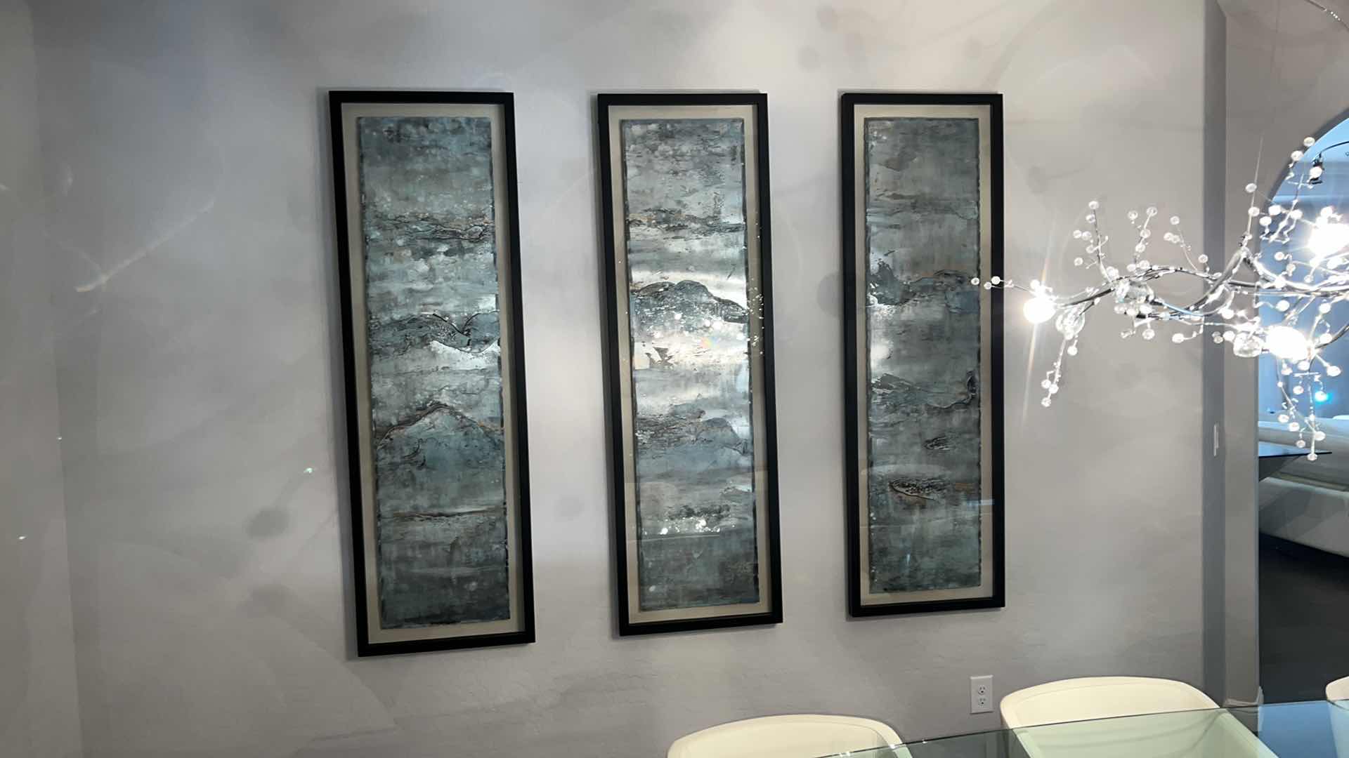 Photo 3 of SET OF 3-UTTERMOST OCEAN SWELL PAINTED METAL WALL ART (EACH PIECE 66” x 21”)