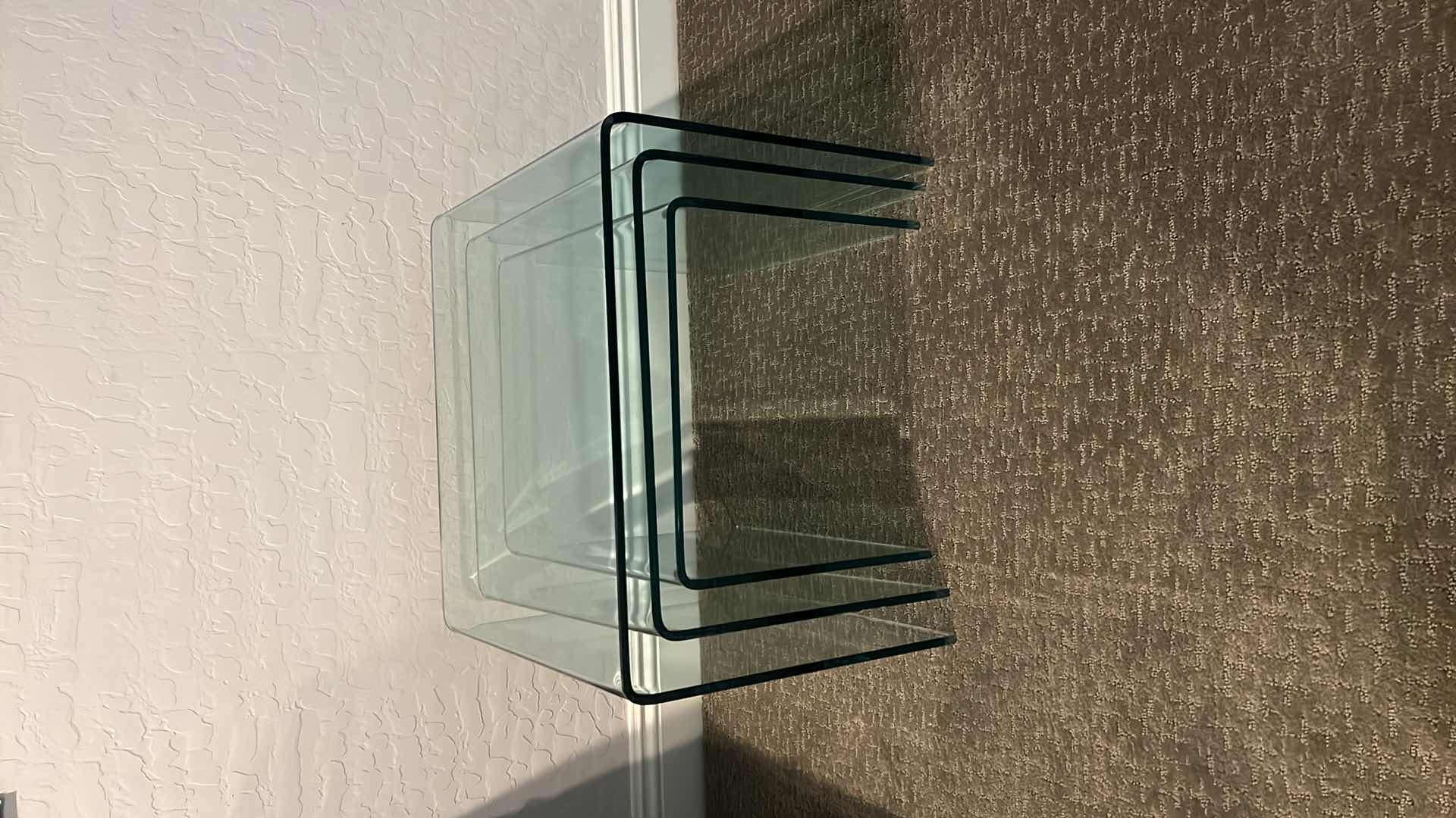 Photo 1 of 3- MODERN CURVED GLASS NESTING STACKABLE ACCENT TABLES