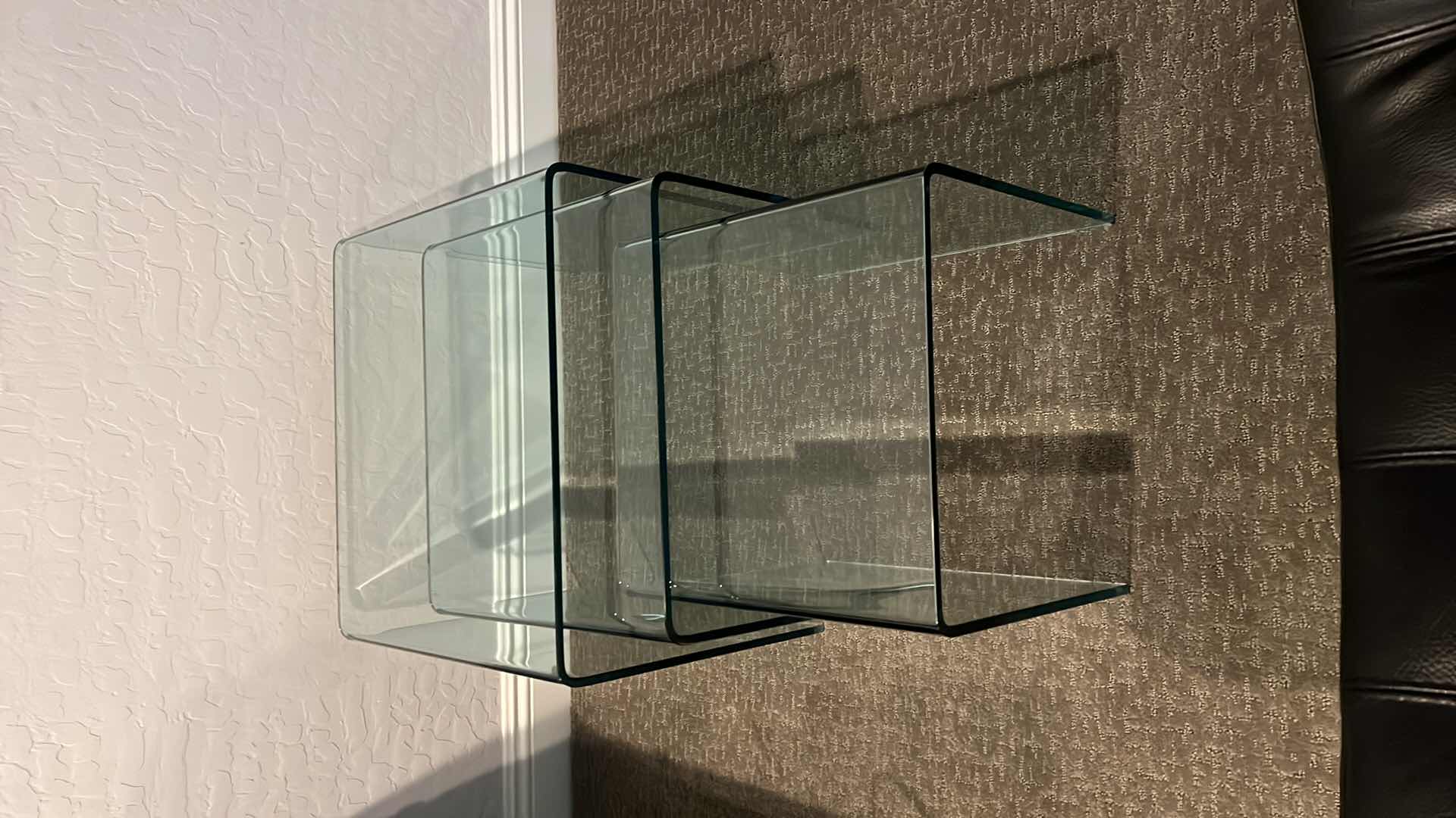 Photo 3 of 3- MODERN CURVED GLASS NESTING STACKABLE ACCENT TABLES