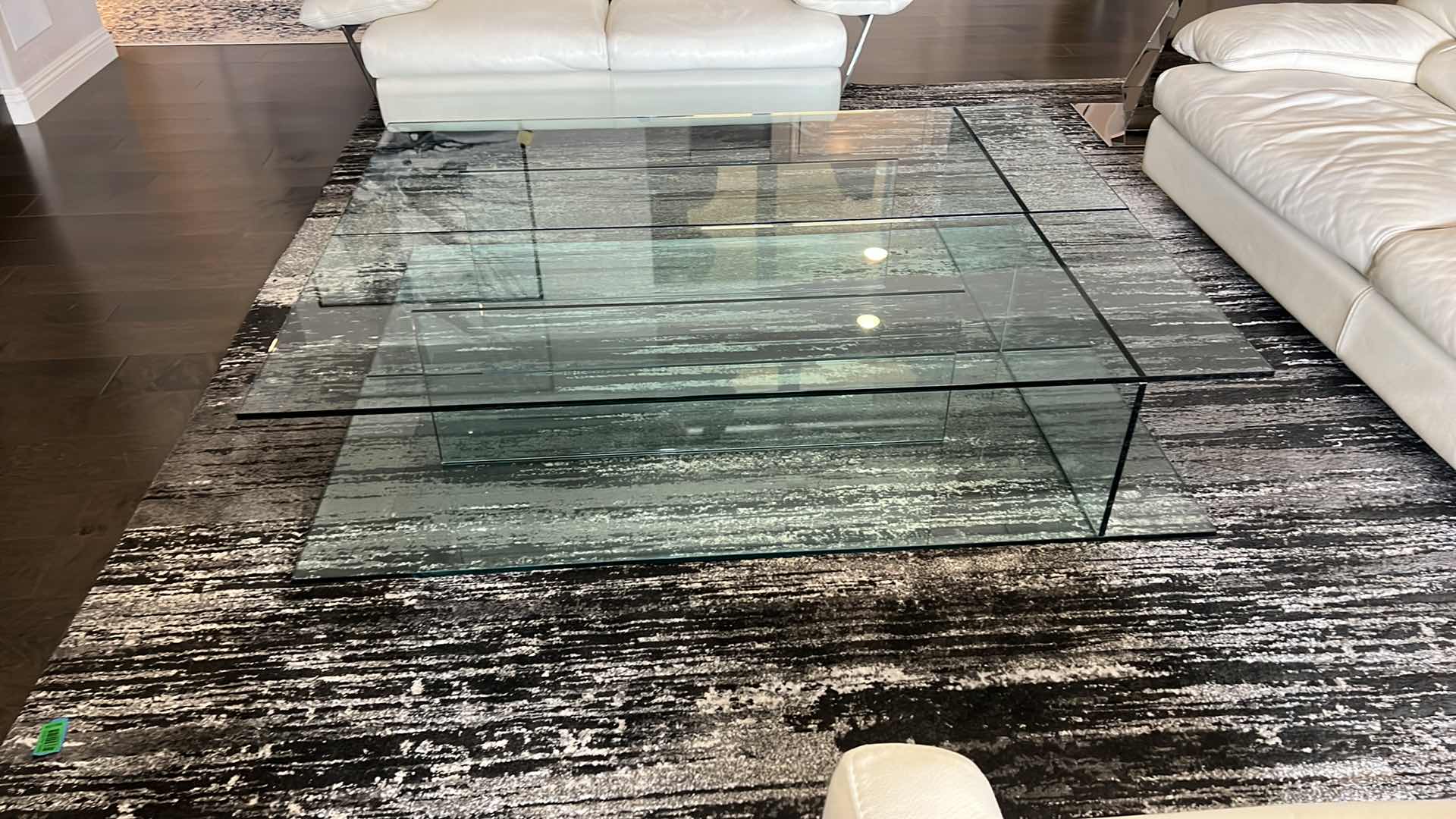 Photo 3 of DESIGNER HIGH-END HEAVY GLASS COFFEE TABLE 63” x 47” H14”