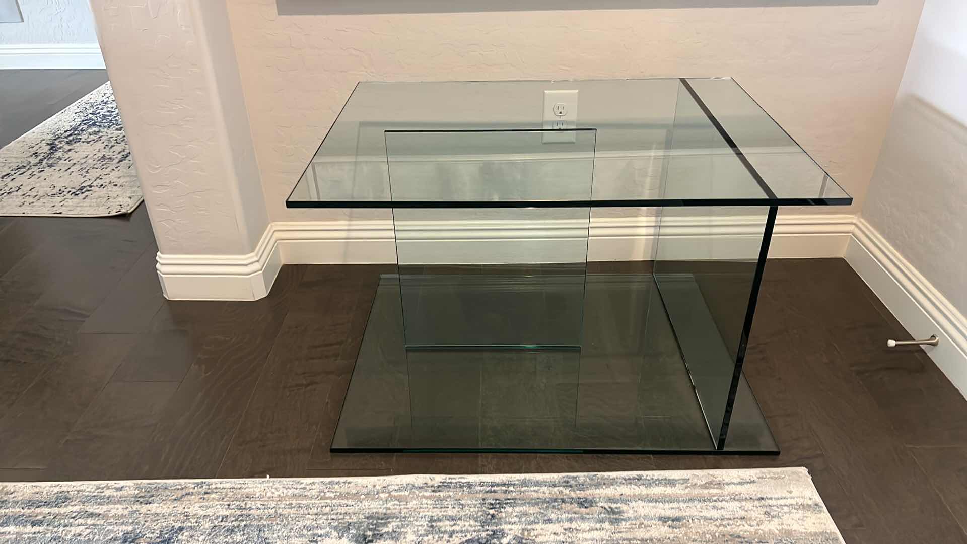 Photo 2 of HIGH-END TEMPERED THICK GLASS ACCENT TABLE 32” x 24” H 20”