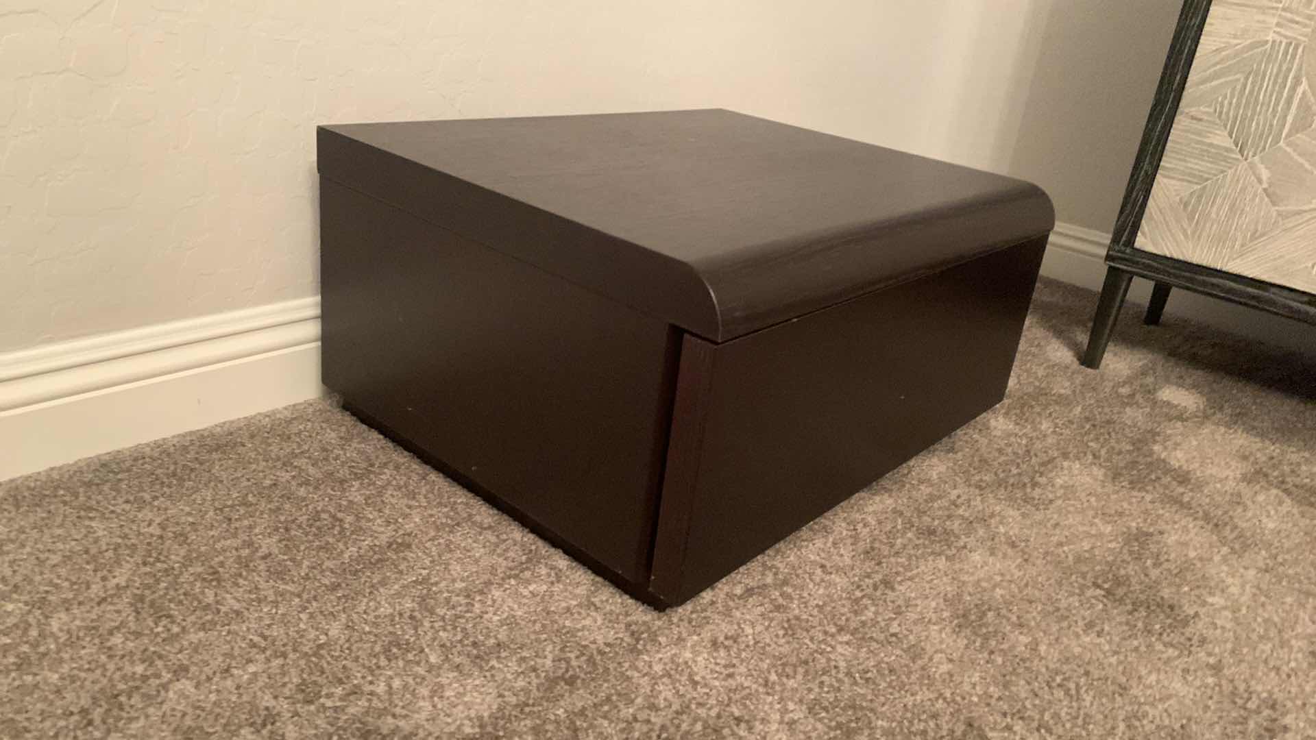 Photo 3 of HIGH-END DARK WOOD SINGLE DRAWER NIGHTSTAND 24.5” x 19” H12”