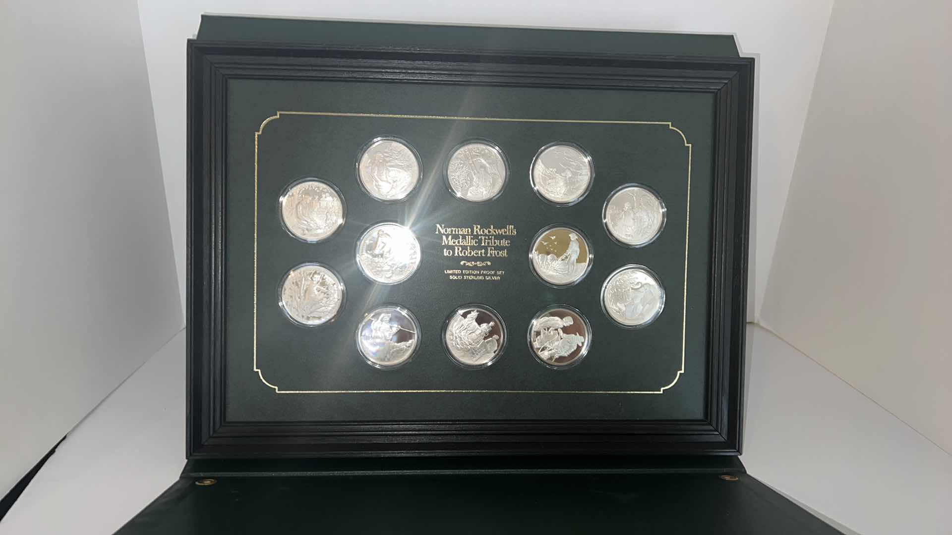 Photo 1 of NORMAN ROCKWELL’S MEDALLIC TRIBUTE TO ROBERT FROST -LIMITED EDITION PROOF SET SOLID STERLING SILVER