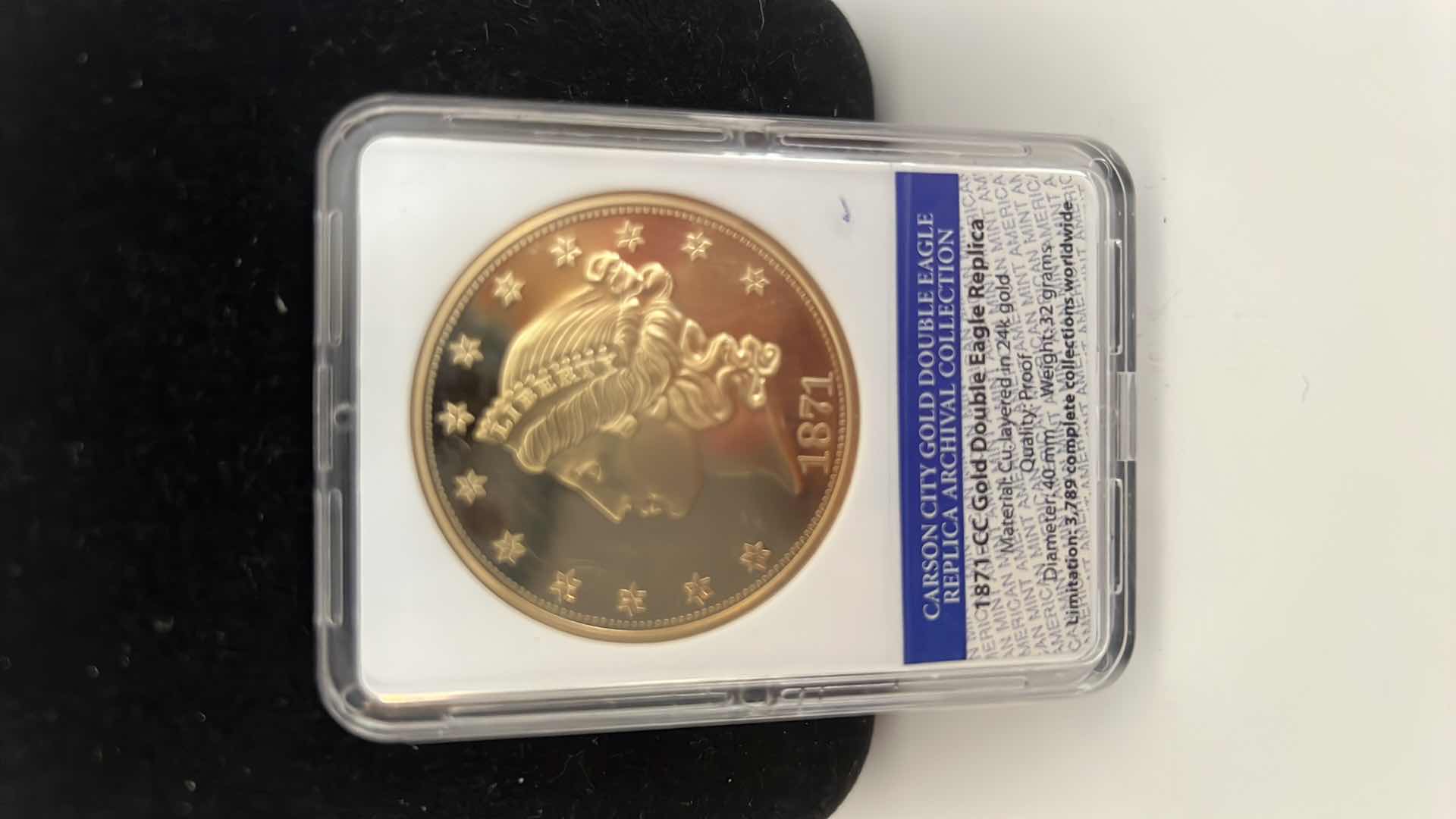 Photo 1 of COLLECTORS 1871-CC GOLD EAGLE REPLICA 24K LAYERED IN GOLD COIN