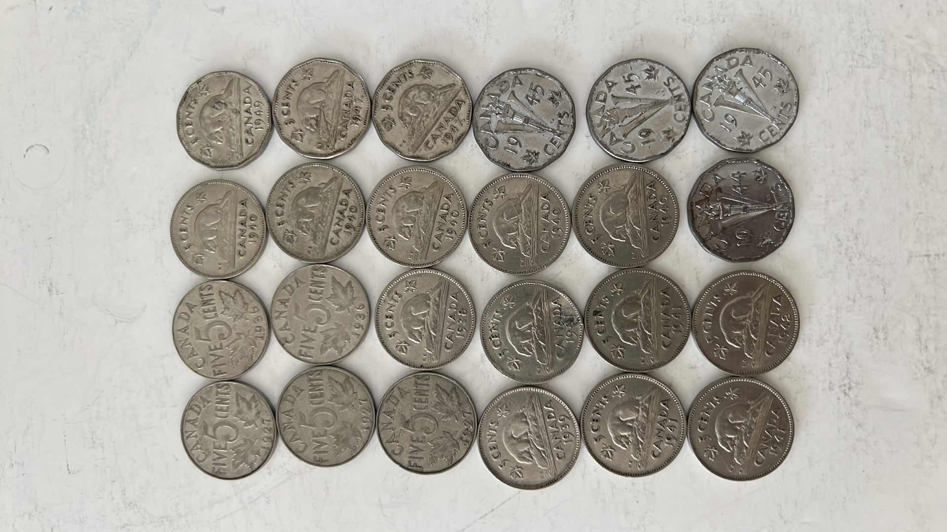 Photo 1 of 24-1920’S-1940’S CANADIAN 5 CENT COINS