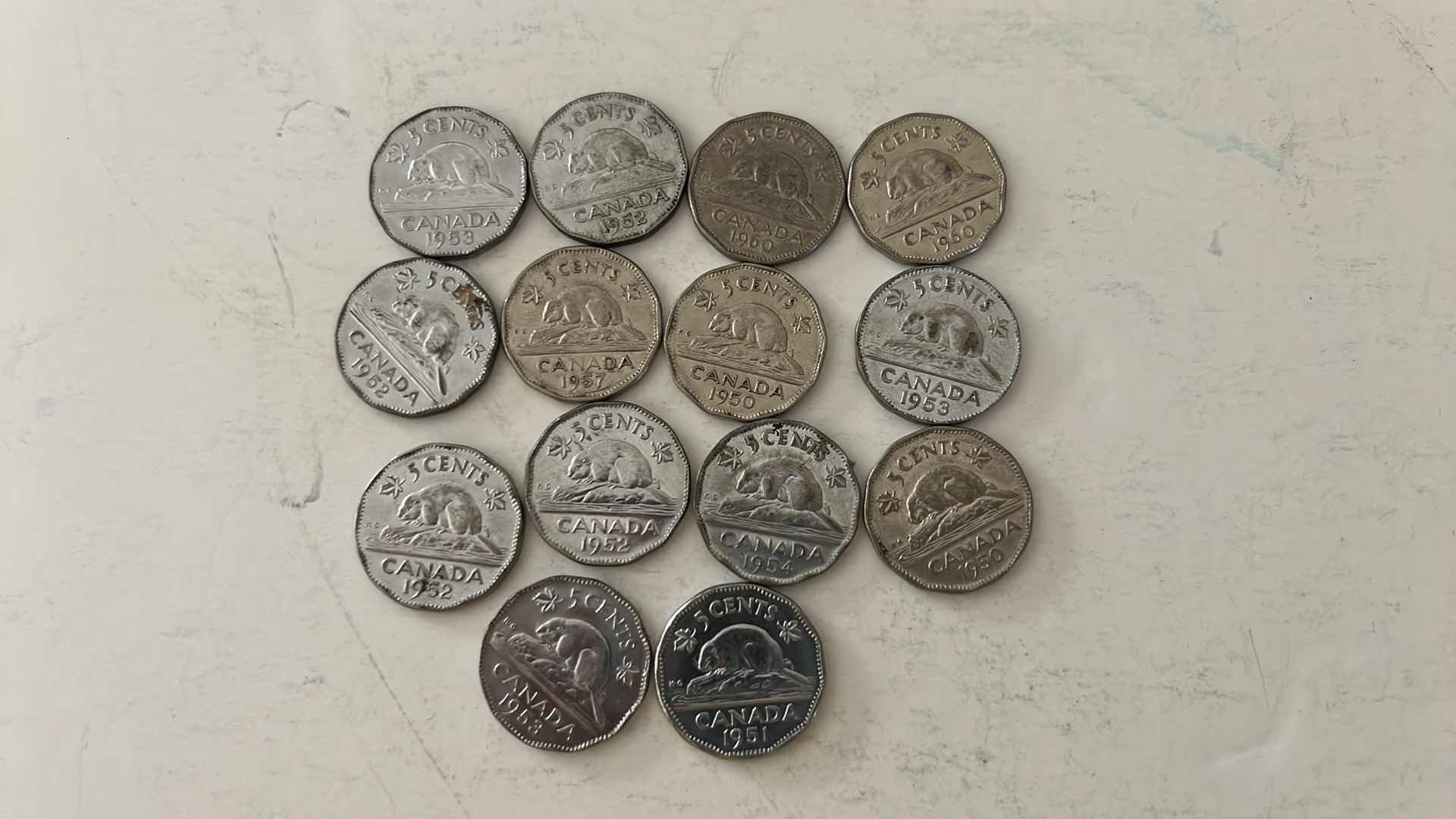 Photo 1 of 14-1950’S-1960’S CANADIAN 5 CENT COINS