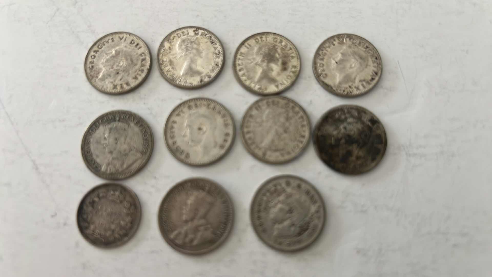 Photo 1 of 11-ANTIQUE CANADIAN 10 CENT COINS
