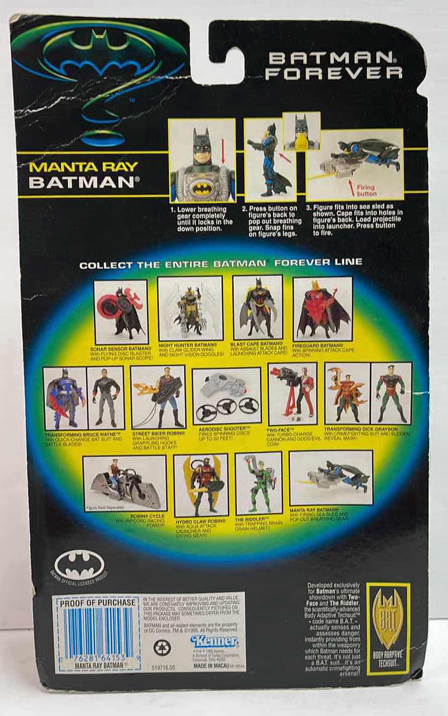 Photo 2 of NIB BATMAN FOREVER “ MANTA RAY BATMAN”  W/ FIRING SEA SLED AND POP-OUT BREATHING GEAR - RETAIL PRICE $21.99