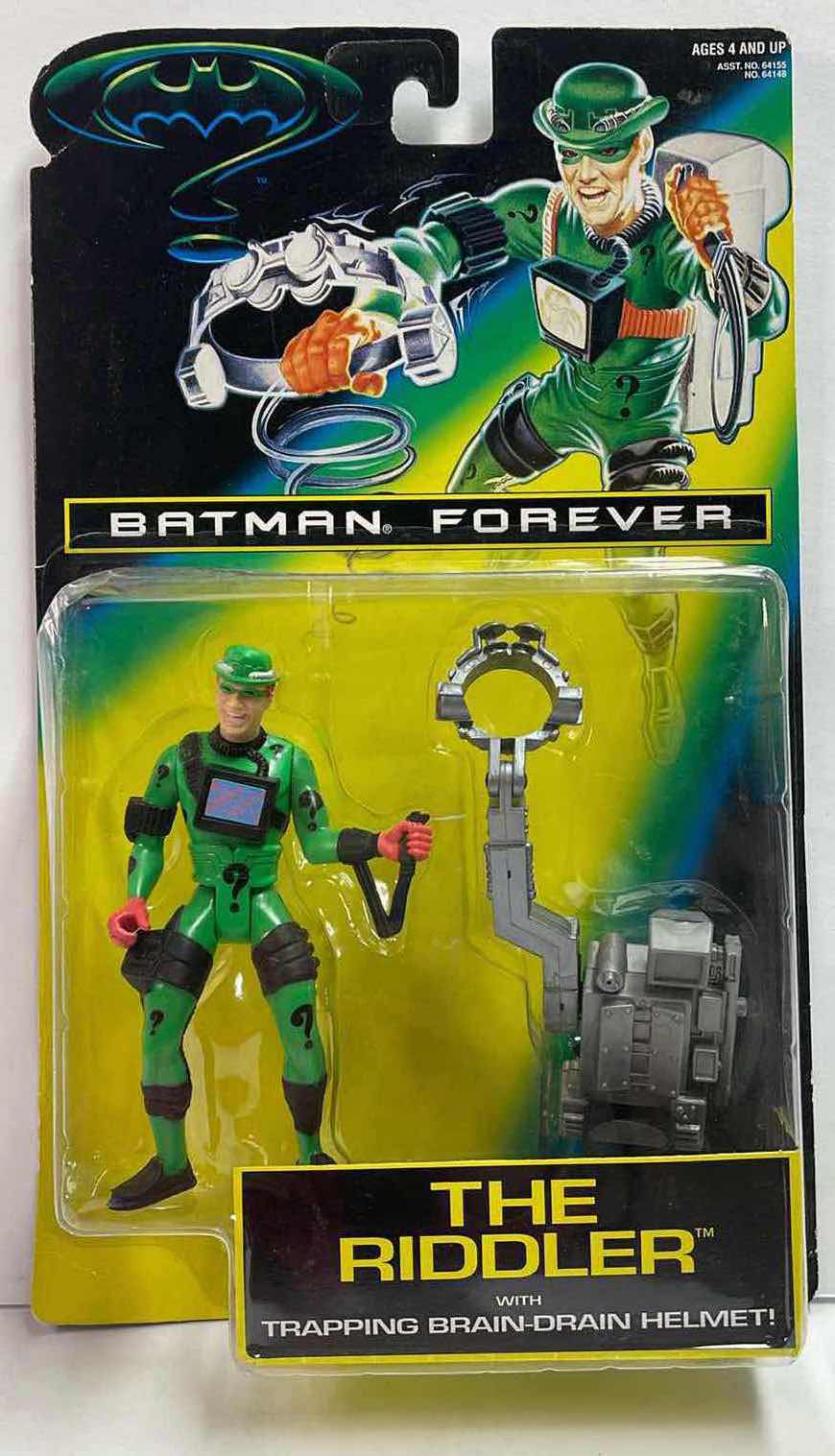 Photo 1 of NIB BATMAN FOREVER “THE RIDDLER WITH TRAPPING BRIAN - DRAIN HELMET- RETAIL PRICE $15.00