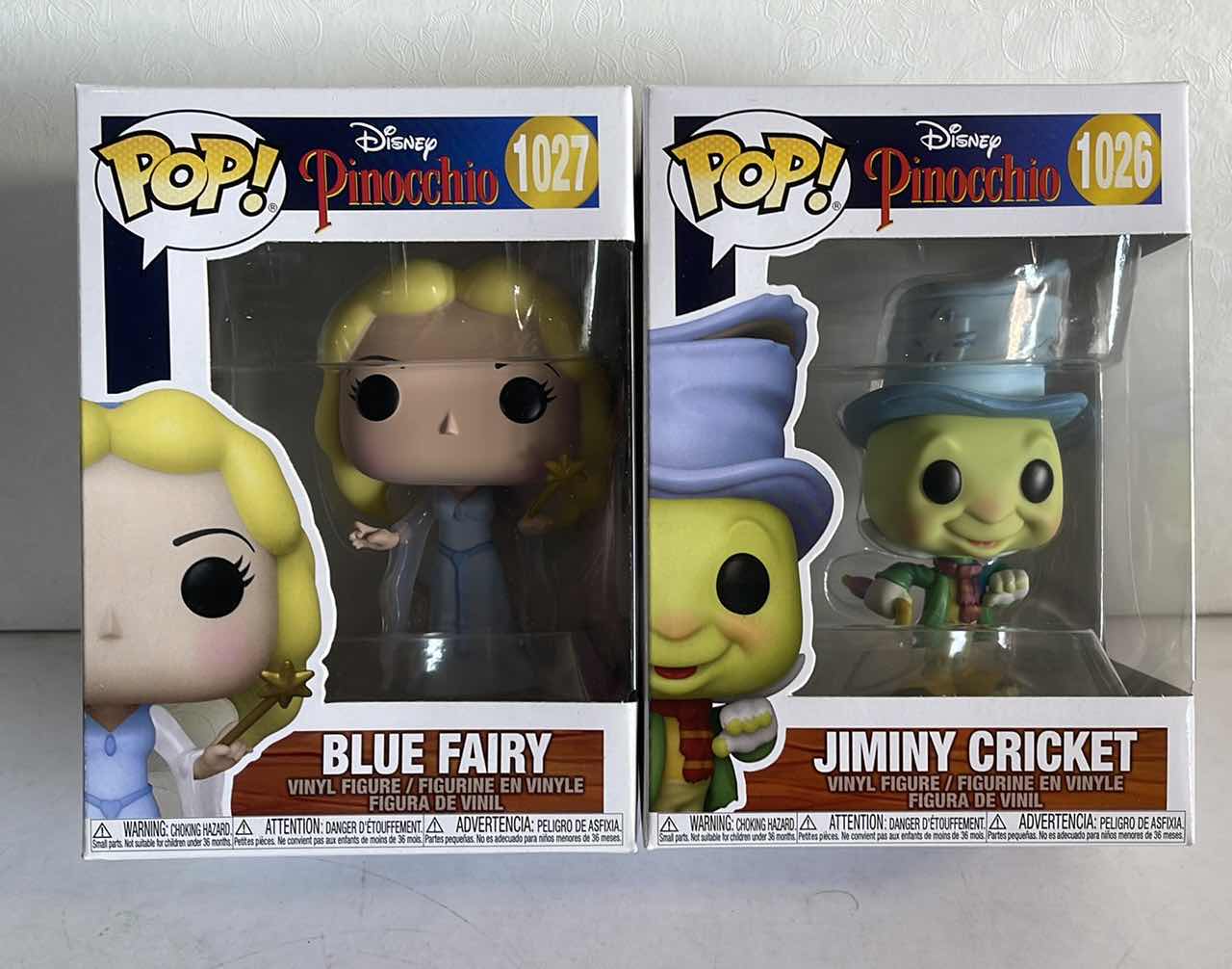 Photo 1 of NIB FUNKO POP DISNEY PINOCCHIO SERIES BLUE FAIRY #1027 & JIMINY CRICKET #1026 - RETAIL PRICE $35.99