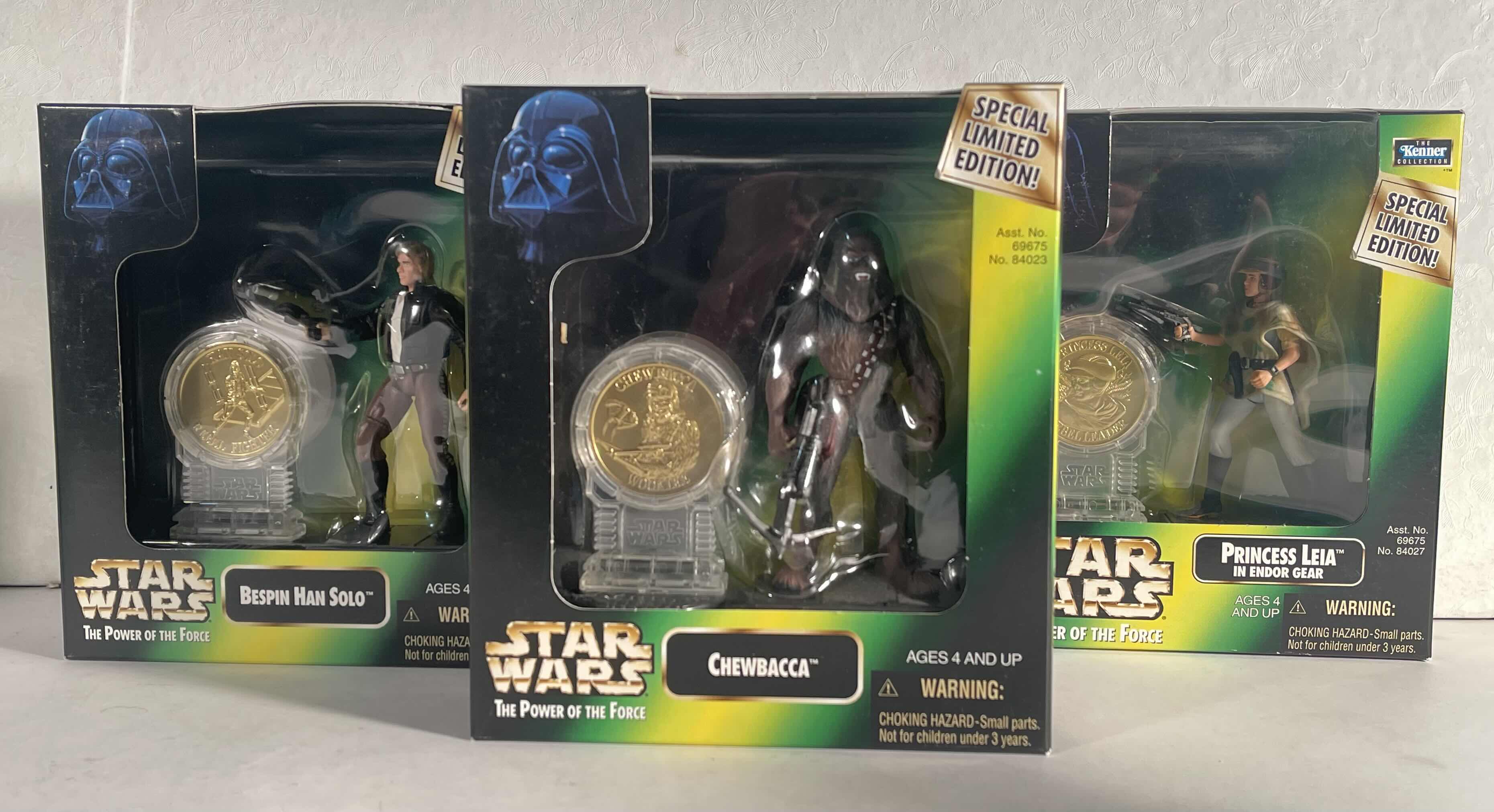 Photo 1 of NIB STAR WARS POWER OF THE FORCE “CHEWBACCA, PRINCESS LEIA & BESPIN HAN SOLO SPECIAL LIMITED EDITION - RETAIL PRICE $30.99