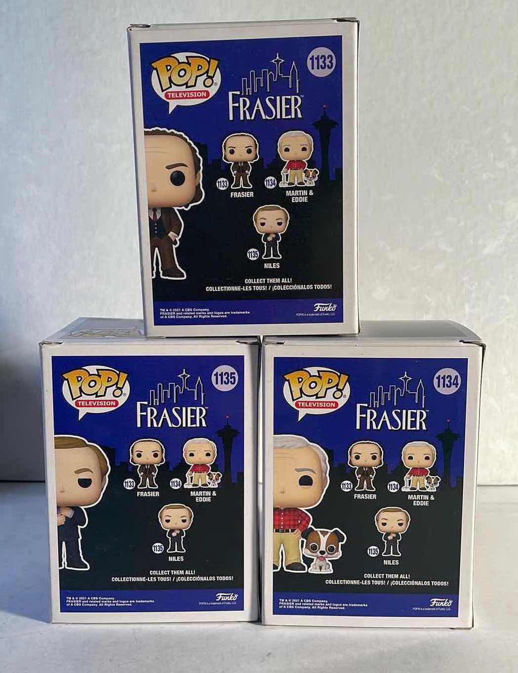 Photo 2 of NIB FUNKO POP TELEVISION SERIES FRASIER “NILES , FRASIER & MARTIN W/ EDDIE ” - TOTAL RETAIL PRICE $52.99