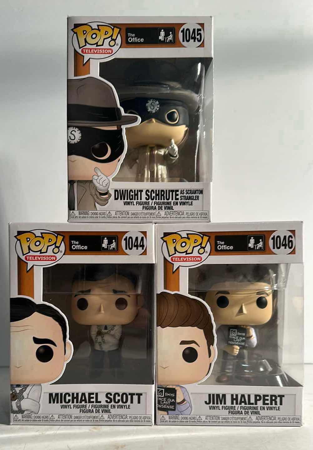 Photo 1 of NIB FUNKO POP TELEVISION THE OFFICE “MICHAEL SCOTT, JIM HALPERT, DWIGHT SCHRUTE AS SCRANTON STRANGLER” -RETAIL PRICE $37.00