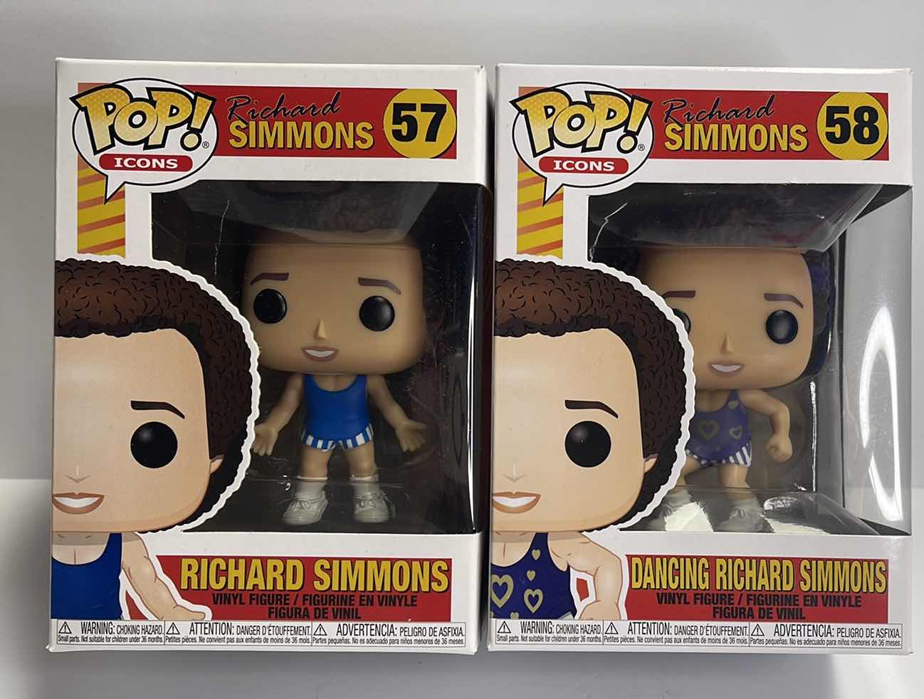 Photo 1 of NIB FUNKO POP ICONS SERIES “ RICHARD SIMMONS & DANCING RICHARD SIMMONS”TOTAL RETAIL PRICE $24.00