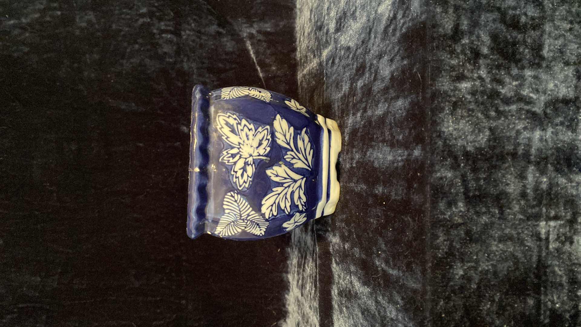 Photo 1 of BLUE AND WHITE PORCELAIN FLOWER POT