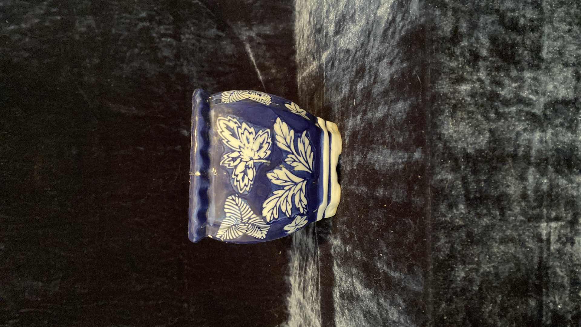 Photo 2 of BLUE AND WHITE PORCELAIN FLOWER POT