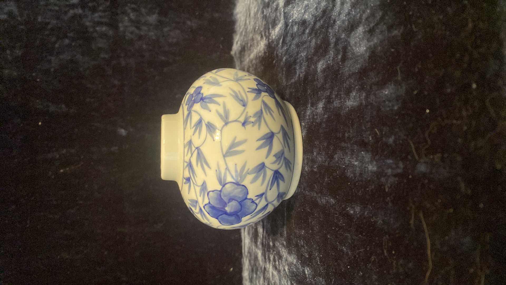 Photo 1 of PORCELAIN WHITE AND BLUE GLASS VASE