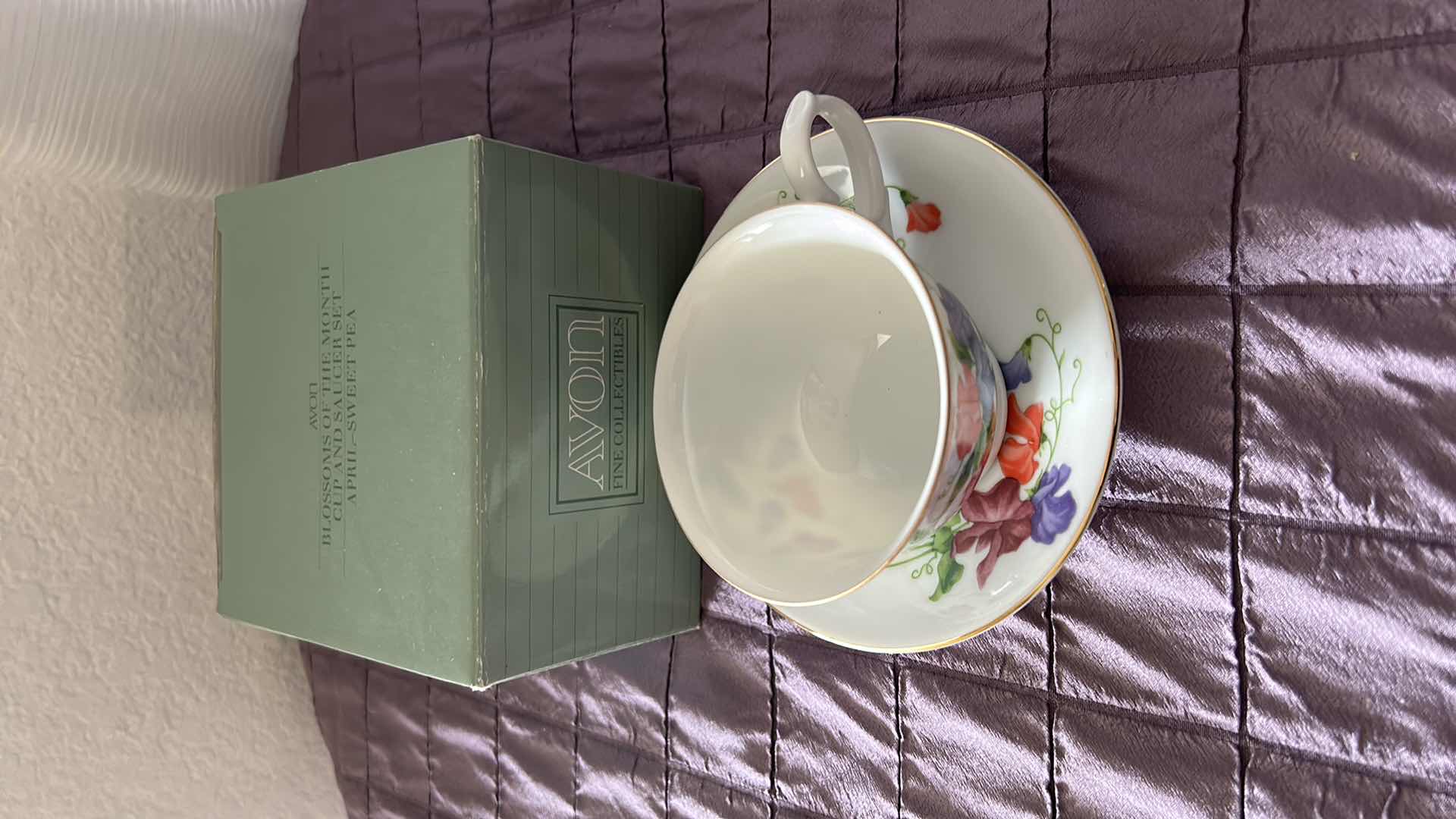 Photo 1 of AVON BLOSSOMS OF THE MONTH OF APRIL SWEET PEA TEA CUP AND SAUCER