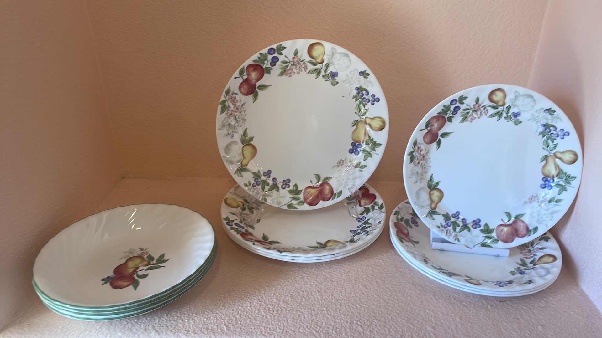 Photo 2 of CORELLE BY CORNING 12PC PLATE SET 
3 CUPS