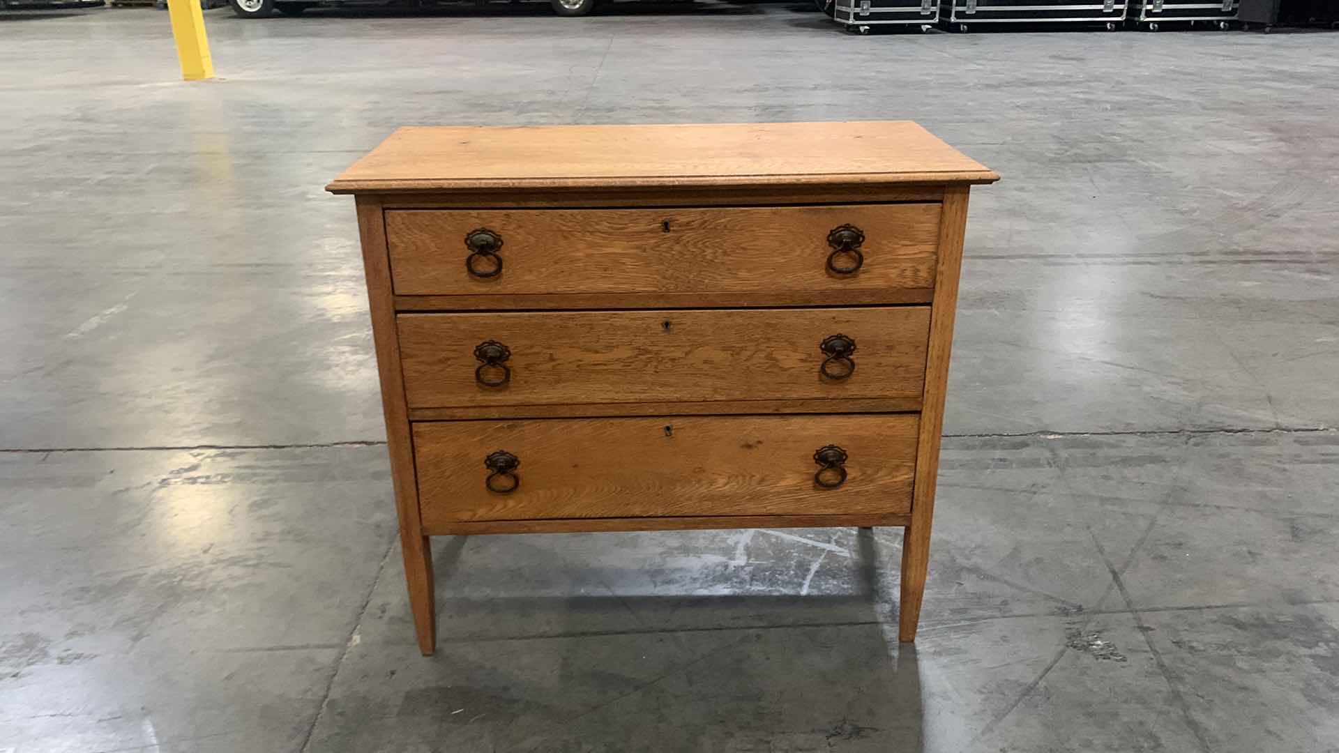 Photo 4 of VINTAGE THREE DRAWER WOOD DRESSER 35” x 16.5” x H31”