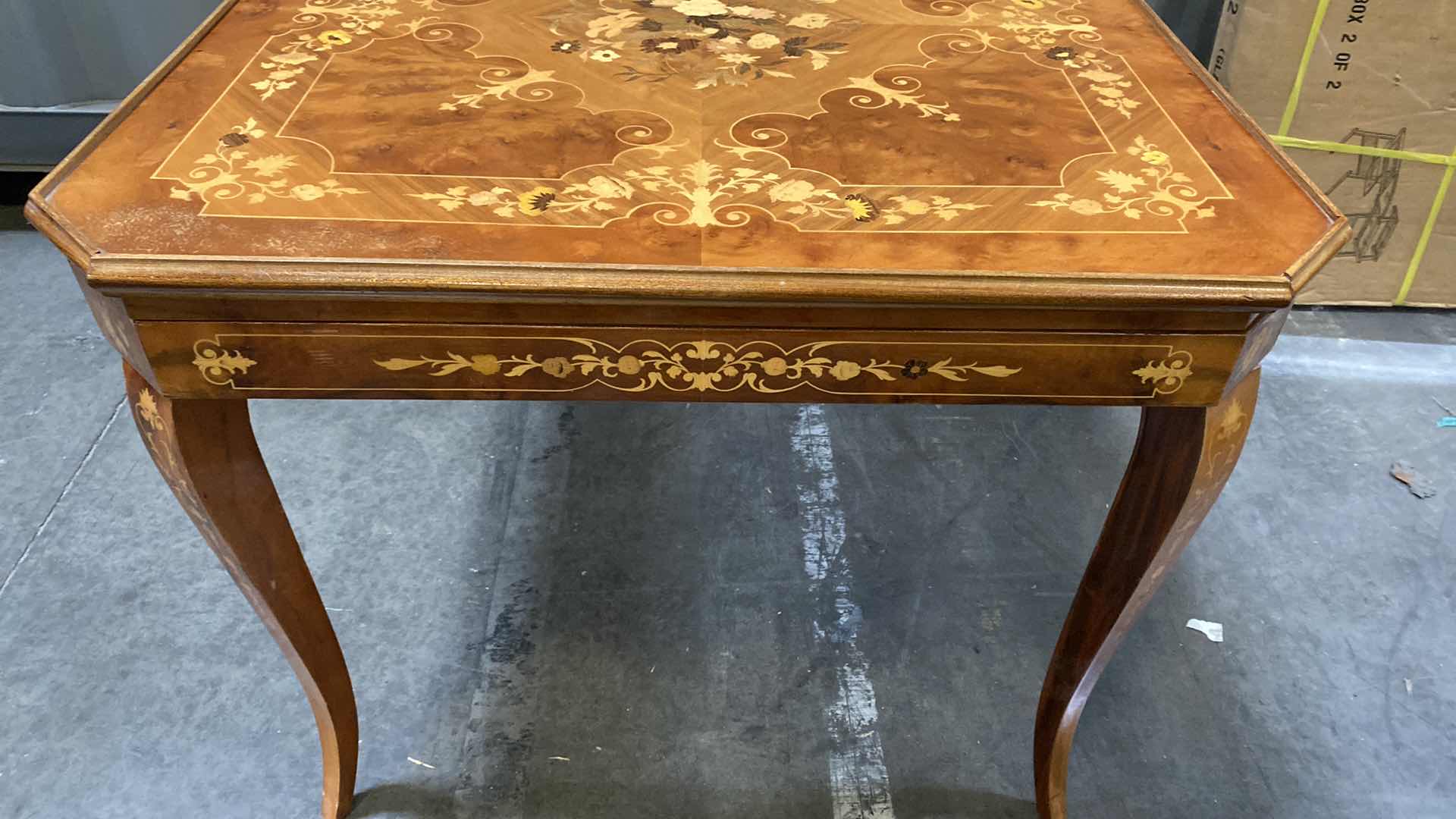 Photo 4 of ANTIQUE GAMING TABLE WITH FLORAL DETAIL AND LACQUER FINISH (4 CHAIRS AVAILABLE SEPARATELY)