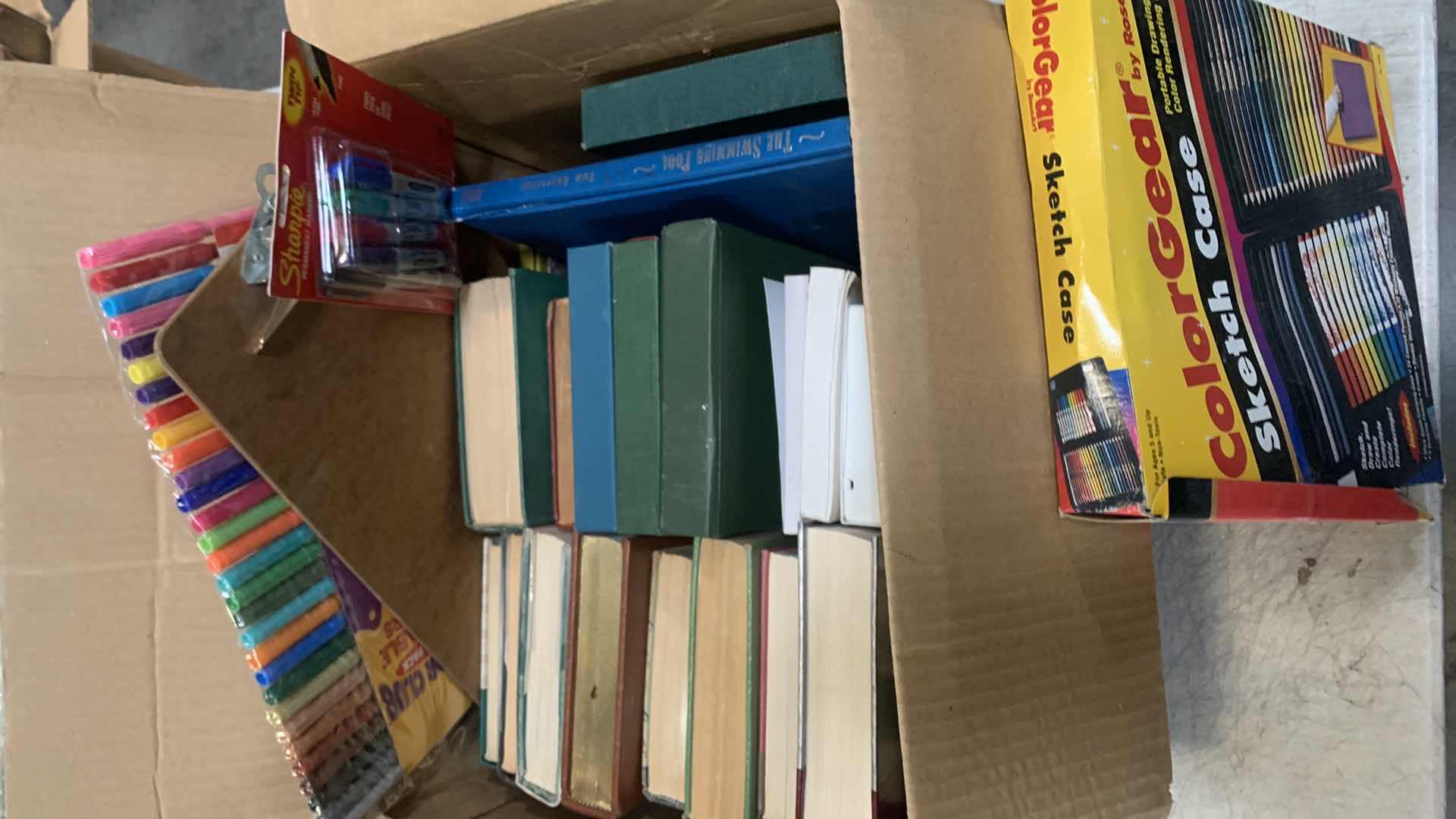 Photo 1 of BOX OF BOOKS W MARKERS