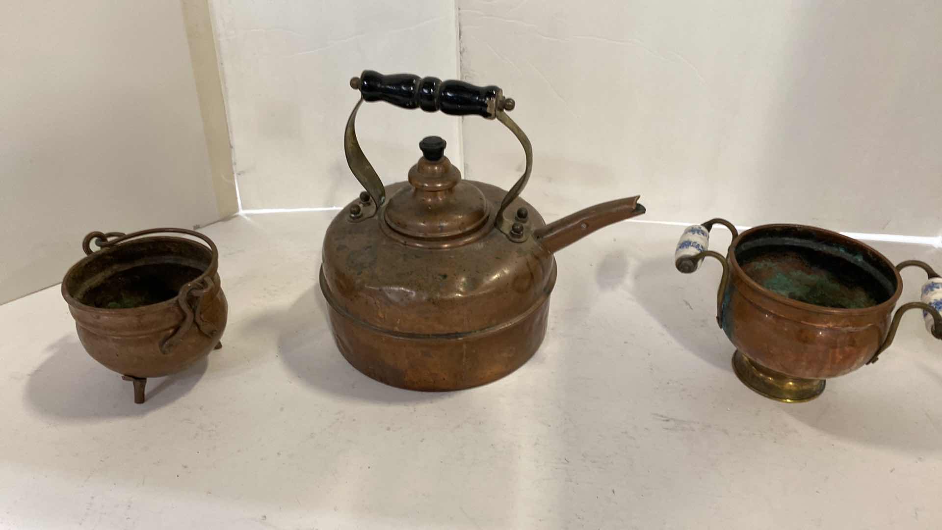 Photo 1 of ANTIQUE COPPER TEA KETTLE AND MORE