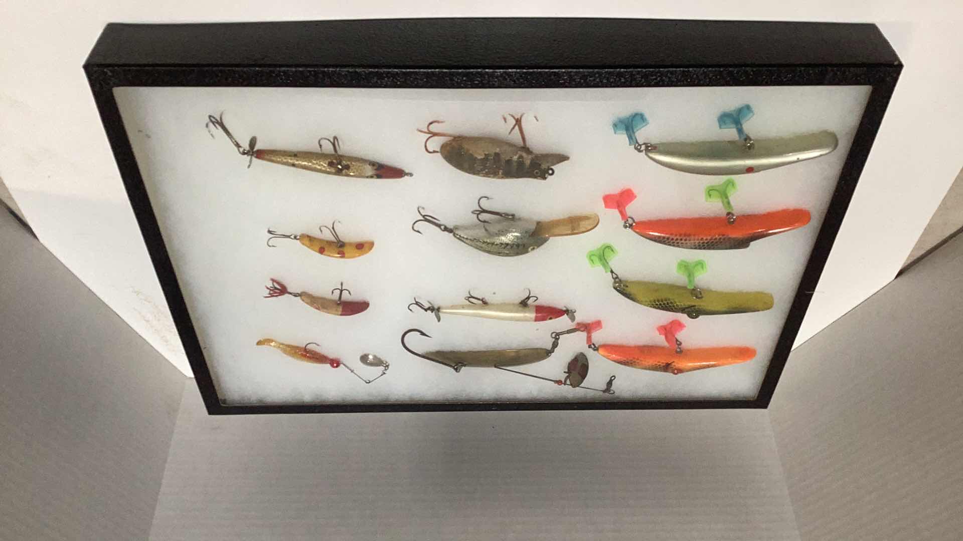 Photo 1 of MULTIPLE ANTIQUE FISHING LURES CASE 20” X 14” PLUS 2 SMALL CASES