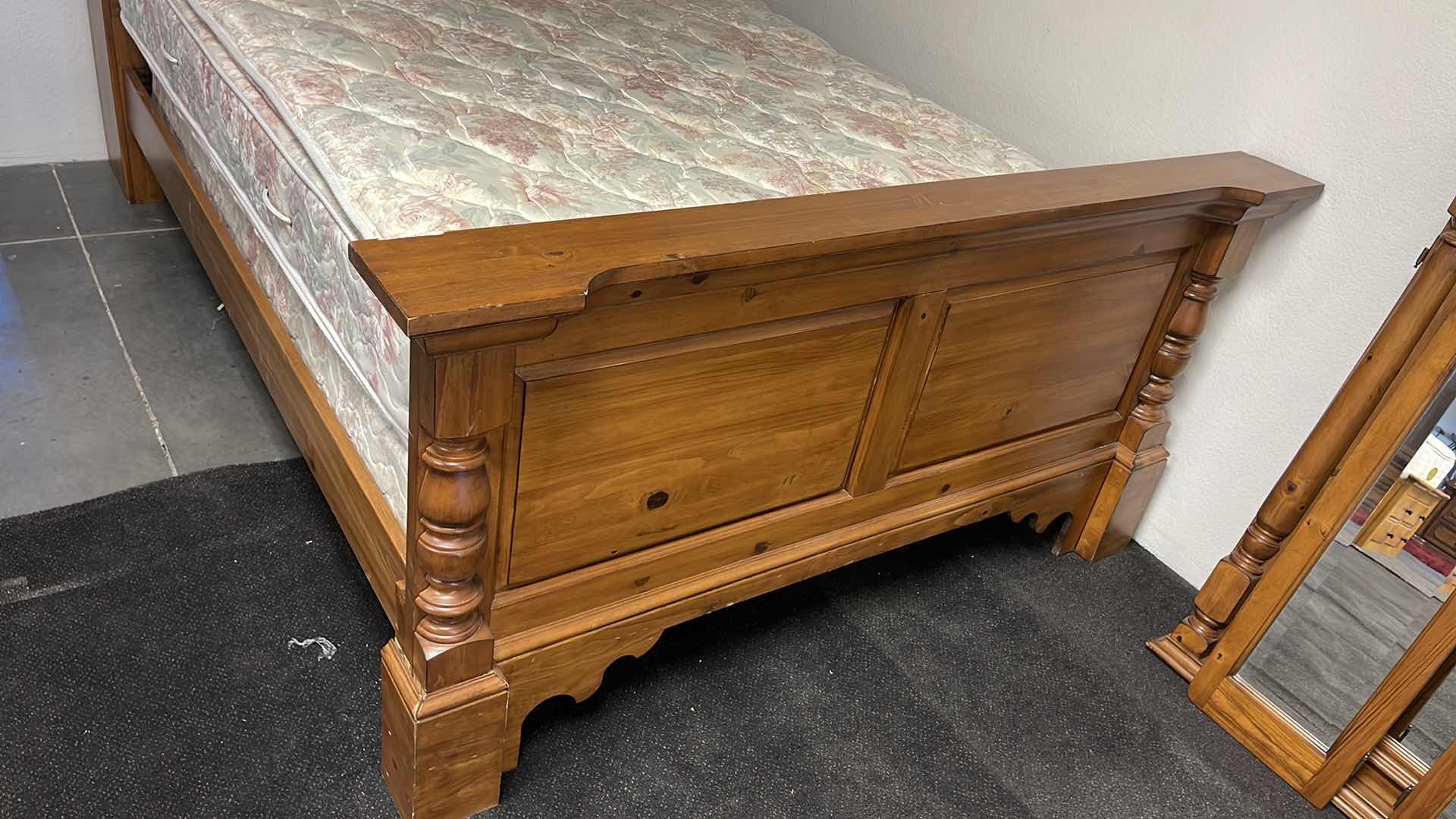 Photo 2 of KNOTTY WOOD FULL SIZE BED FRAME W LIGHTED HEADBOARD (MATTRESS SOLD SEPARATELY) 64” X 98” H79”