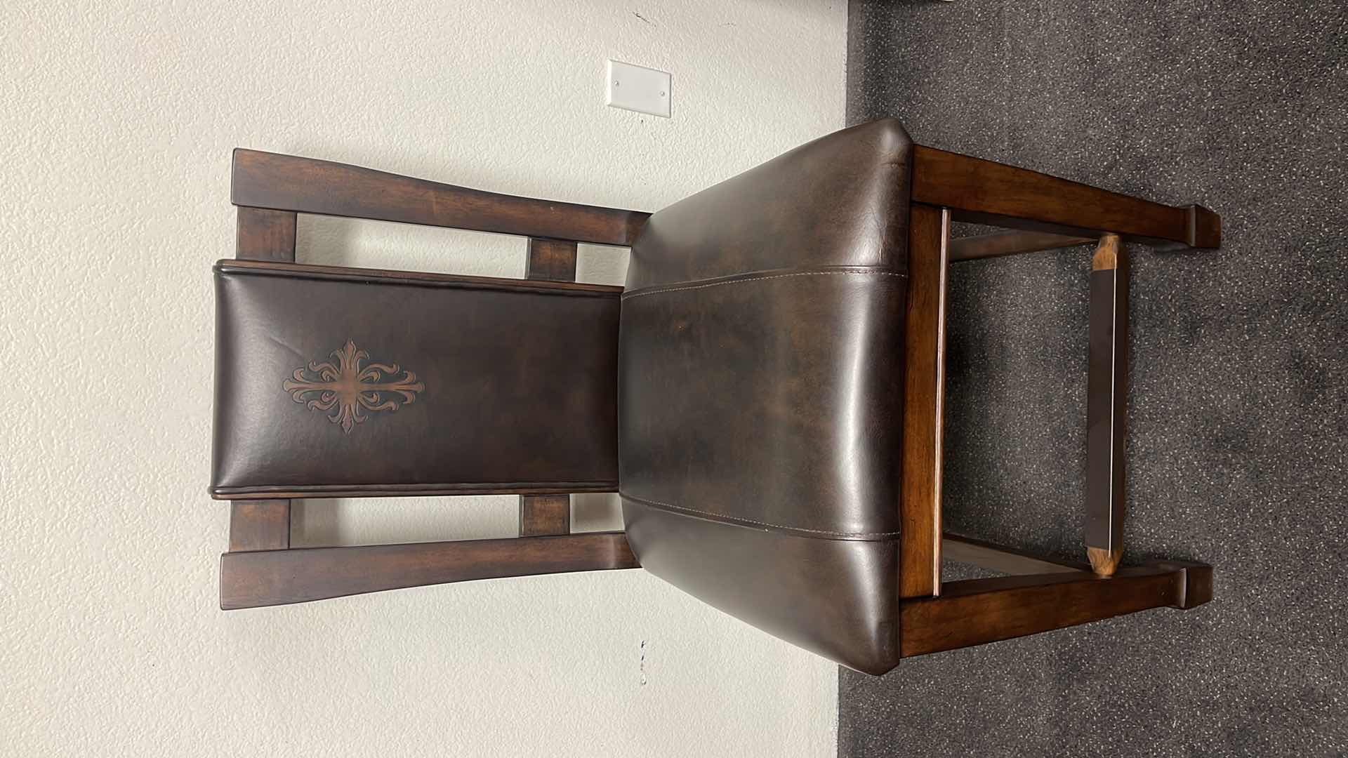 Photo 1 of DARK WOOD W LEATHER SIDE CHAIR