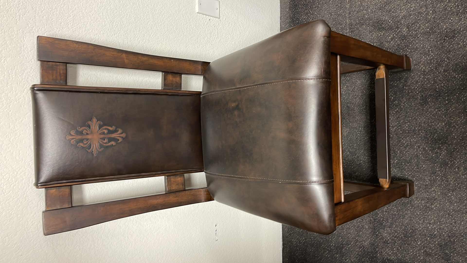 Photo 2 of WOOD BASE DINING CHAIR W LEATHER SEAT & BACK