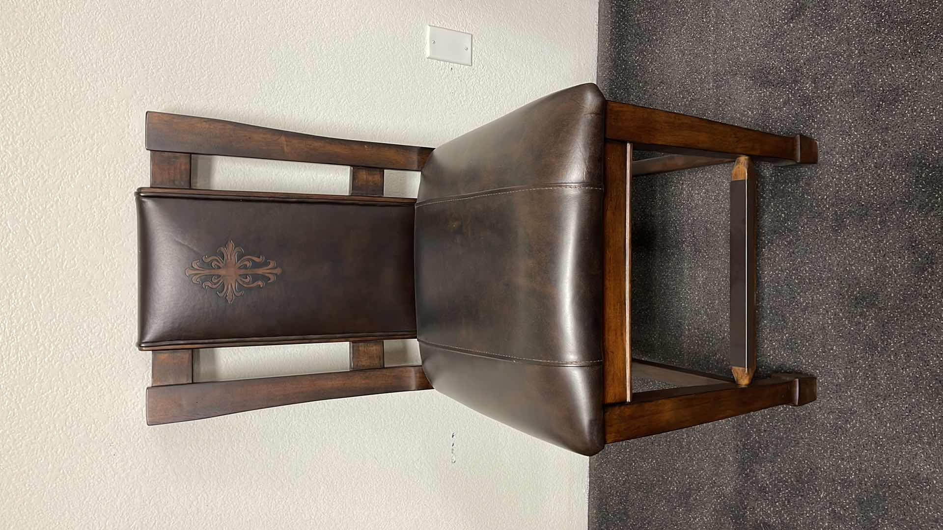 Photo 1 of WOOD BASE DINING CHAIR W LEATHER SEAT & BACK