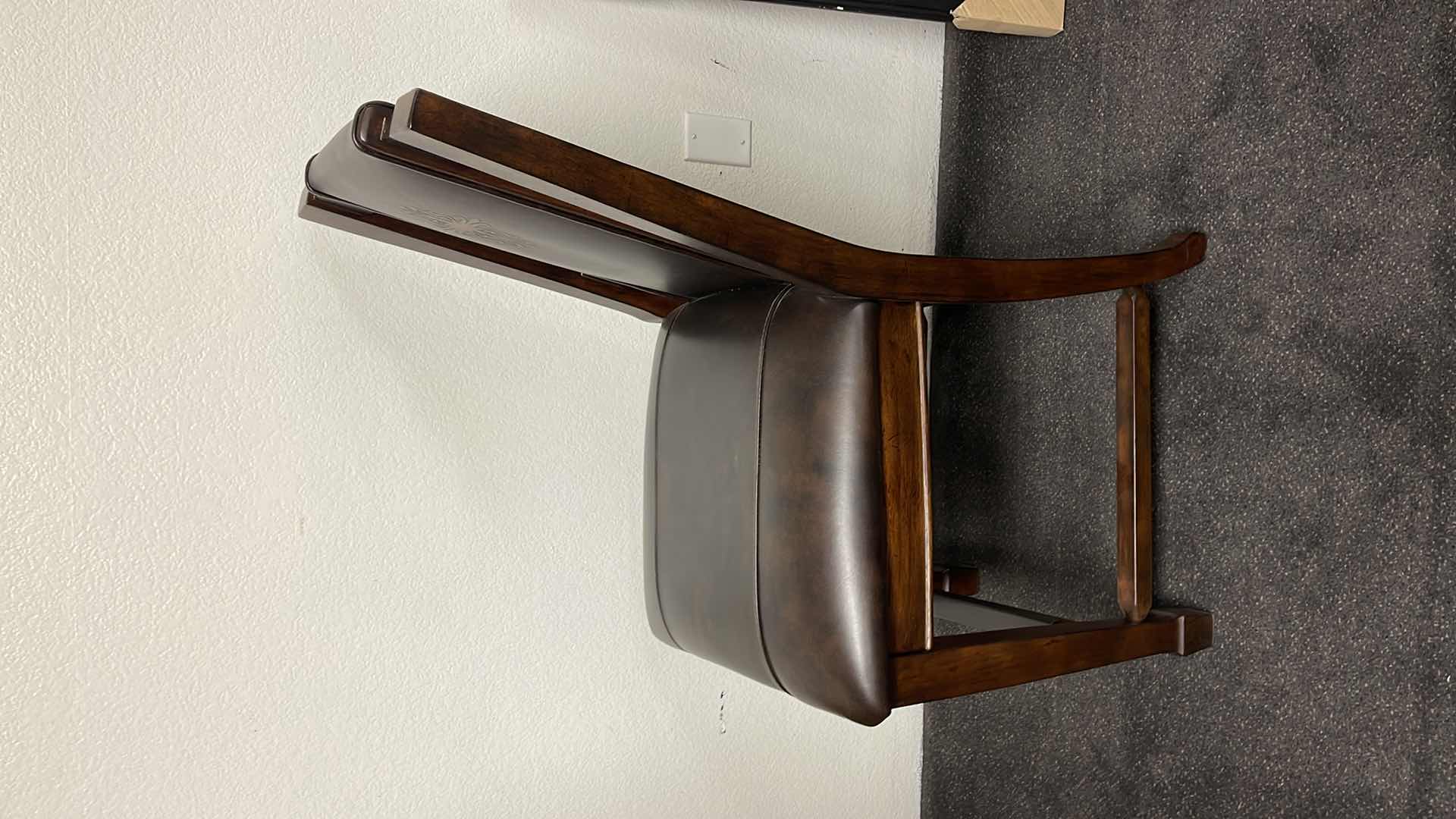 Photo 3 of WOOD BASE DINING CHAIR W LEATHER SEAT & BACK