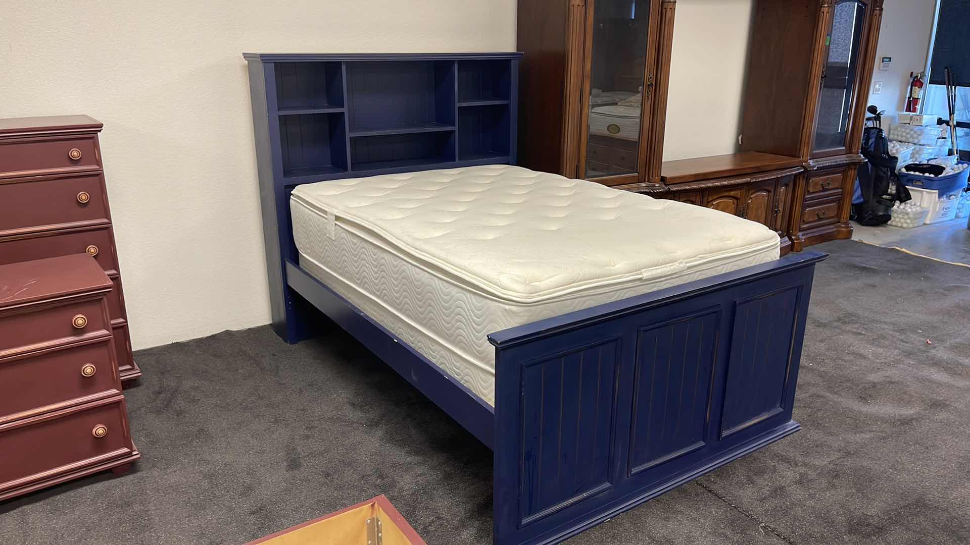 Photo 3 of ROYAL BLUE WOOD FARMHOUSE STYLE DOUBLE BED FRAME (MATTRESS SOLD SEPARATELY)